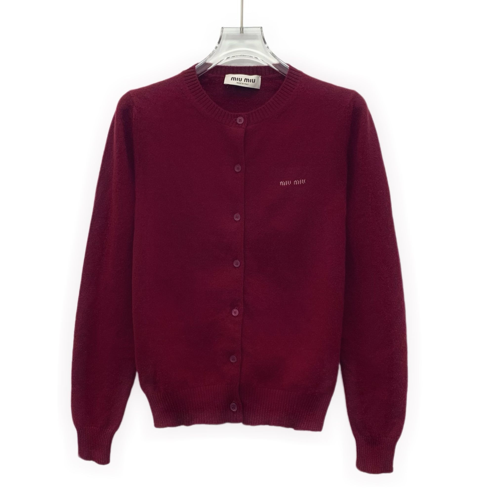 Miu Miu Miu Miu Dark Red 100% Cashmere Single-Breasted Long-Sleeve K Size XS / US 0-2 / IT 36-38 - 1 Thumbnail