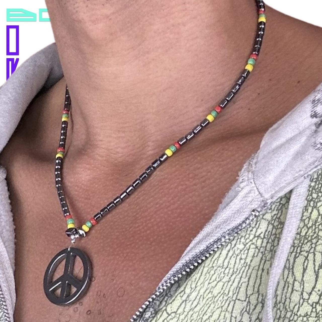 Jewelry BLACK BEADED PEACE RASTA NECKLACE Size ONE SIZE - 2 Thumbnail