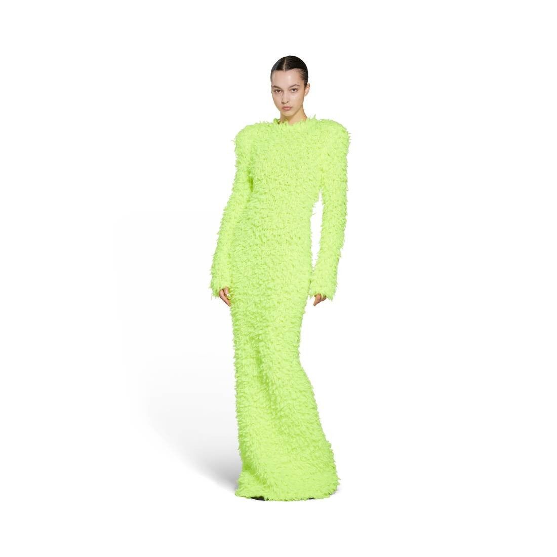 Balenciaga o1bcso1str0525 Fluffy Maxi Dress in Fluo Yellow Size M / US 6-8 / IT 42-44 - 2 Thumbnail