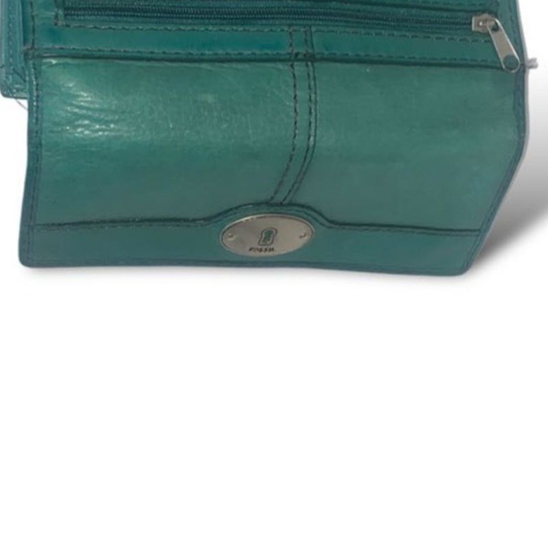 Fossil Fossil Maddox Leather Wallet Pebble Turquoise TrifoldKeyhole Size ONE SIZE - 4 Thumbnail