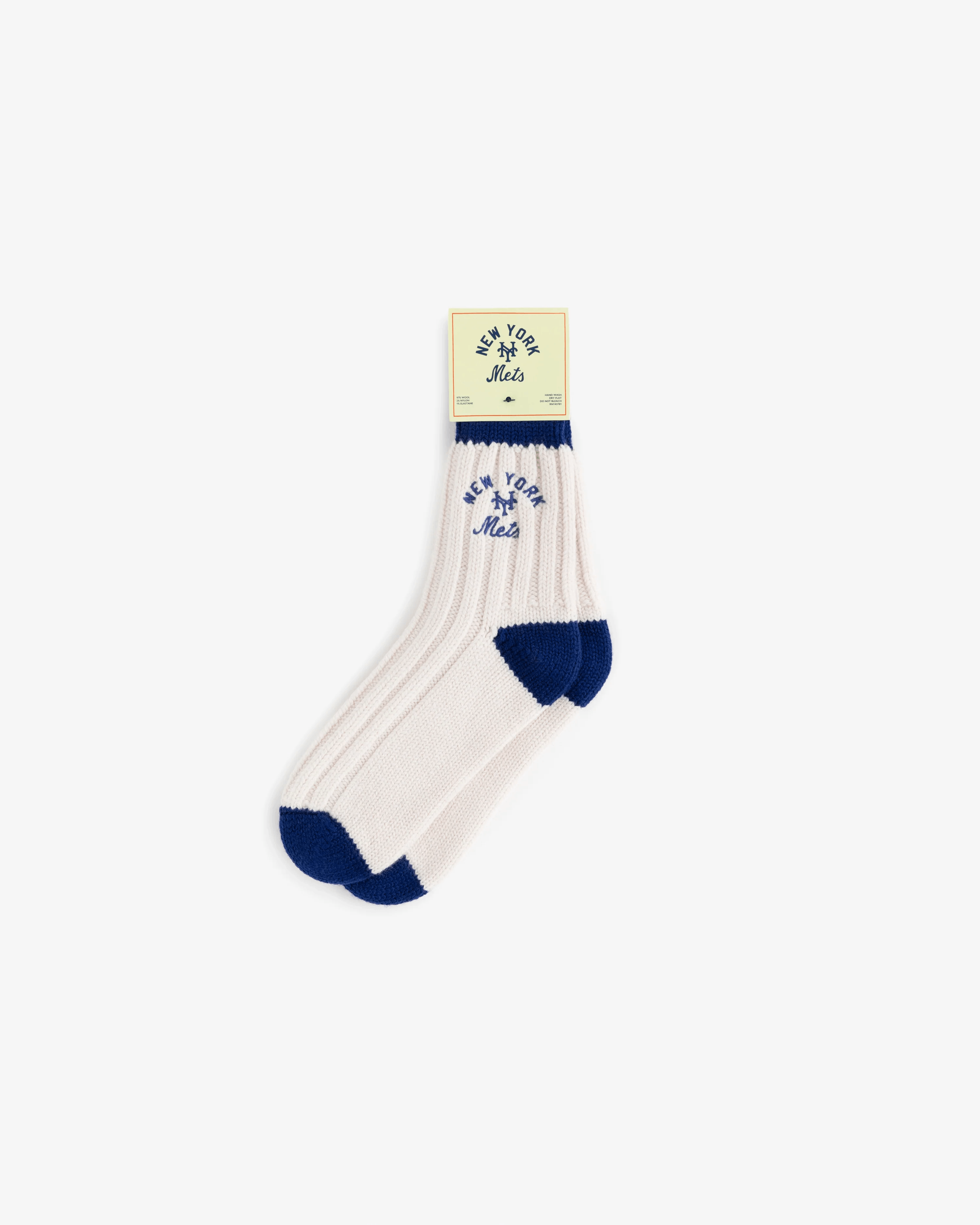 Aime Leon Dore ALD x New York Mets Embroidered Logo Socks in Cream & Blue Size ONE SIZE - 1 Thumbnail