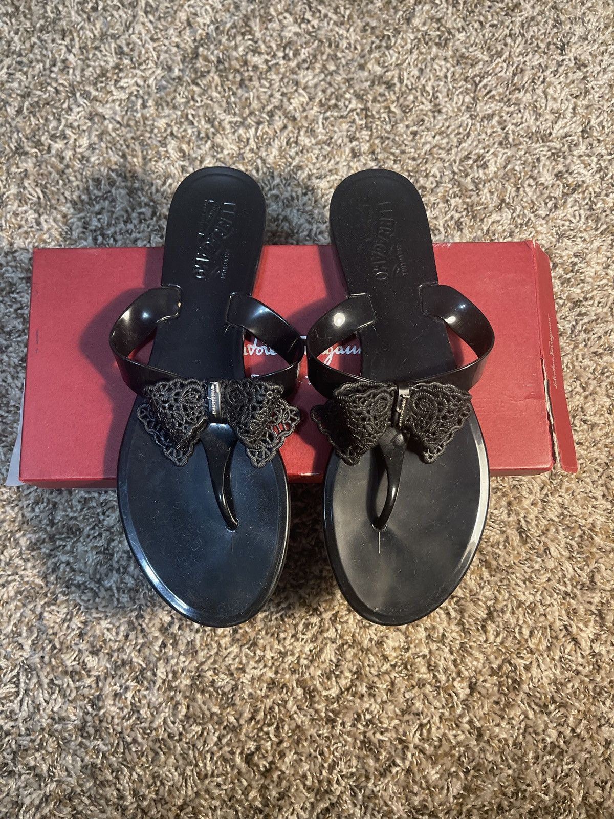 Salvatore Ferragamo Black Ferragamo Sandals Size US 10 / IT 40 - 1 Thumbnail