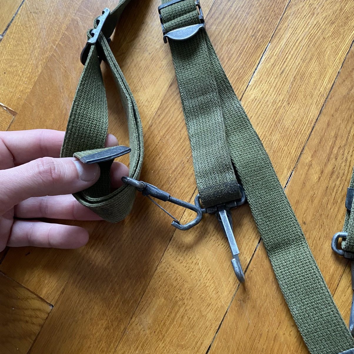 Seditionaries VINTAGE ARMY MILITARY KHAKI GREEN SUSPENDERS FOR PANTS Size ONE SIZE - 4 Thumbnail