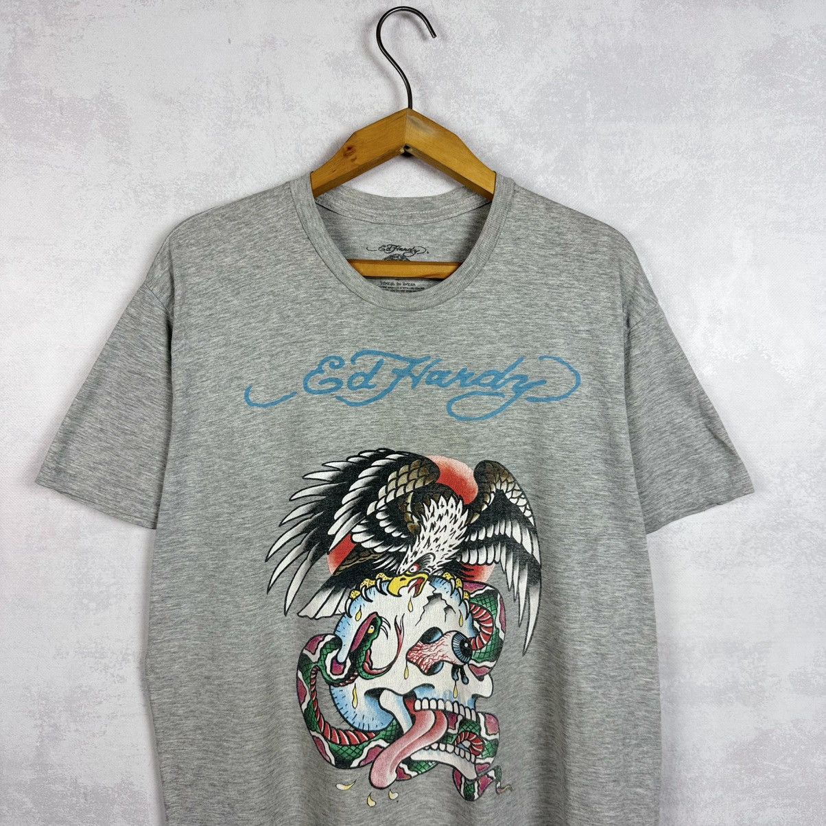 Christian Audigier × Ed Hardy × Vintage Vintage Ed Hardy By Christian Audigier Skull Eagle T-Shirt Size US L / EU 52-54 / 3 - 2 Thumbnail