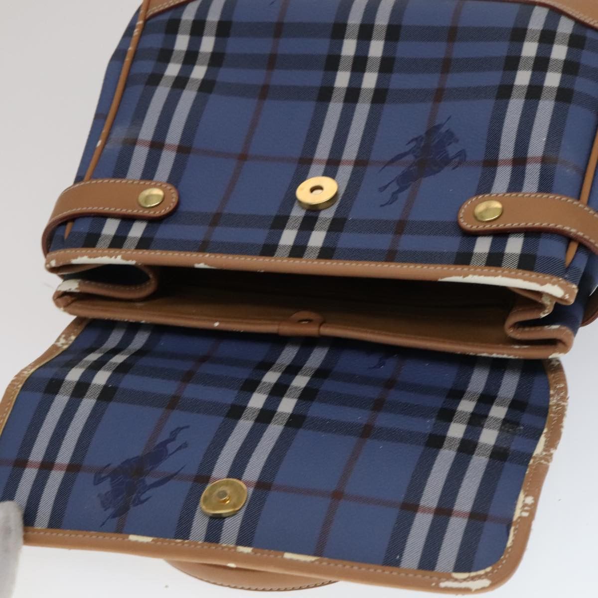 Burberry Burberry Nova Check Hand Bag Pvc Leather Blue Size ONE SIZE - 10 Thumbnail