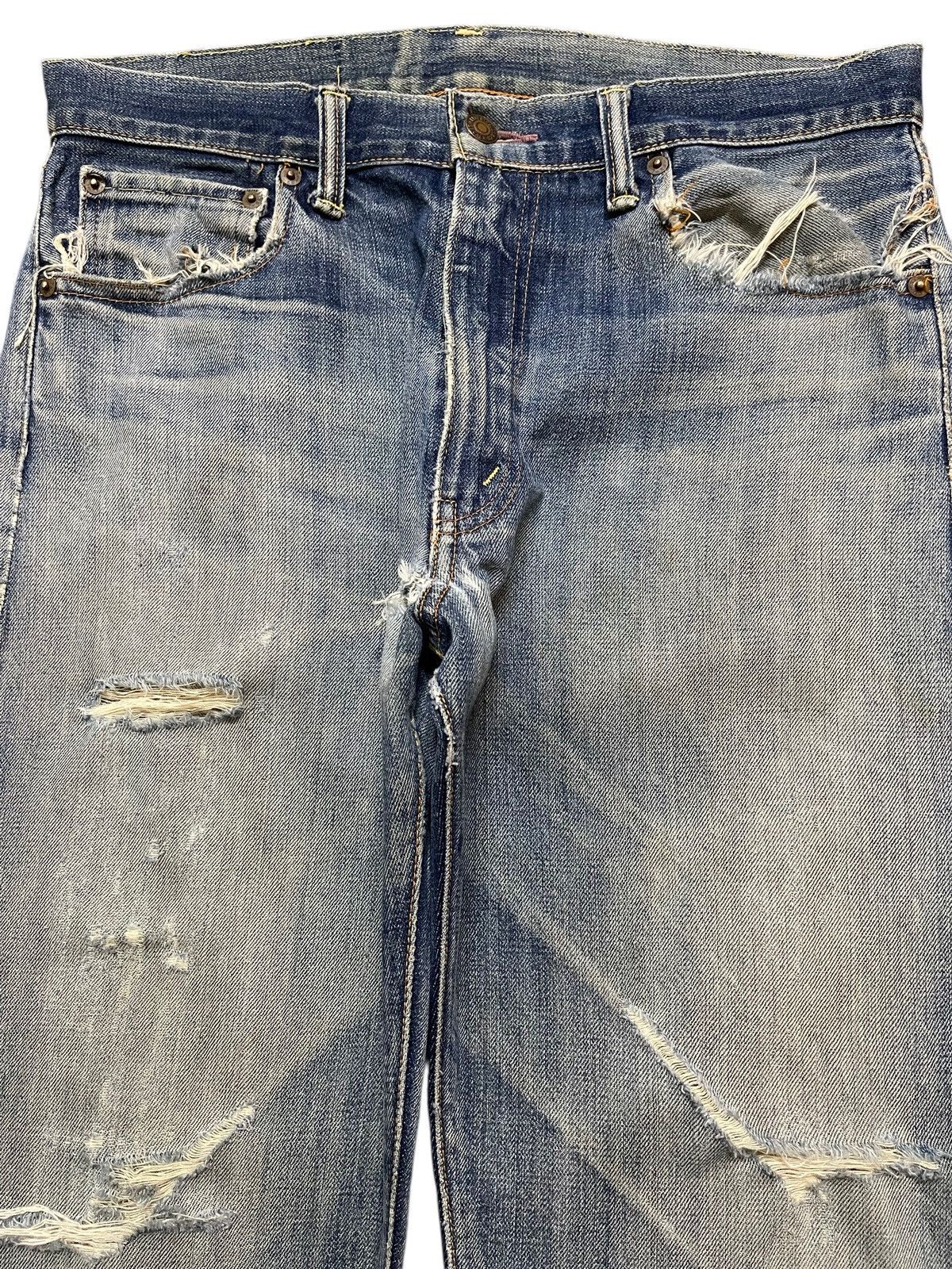 Levi's Vintage 80s Levis 501 Talon Selvedge E Mud Wash Distressed Size US 32 / EU 48 - 4 Thumbnail
