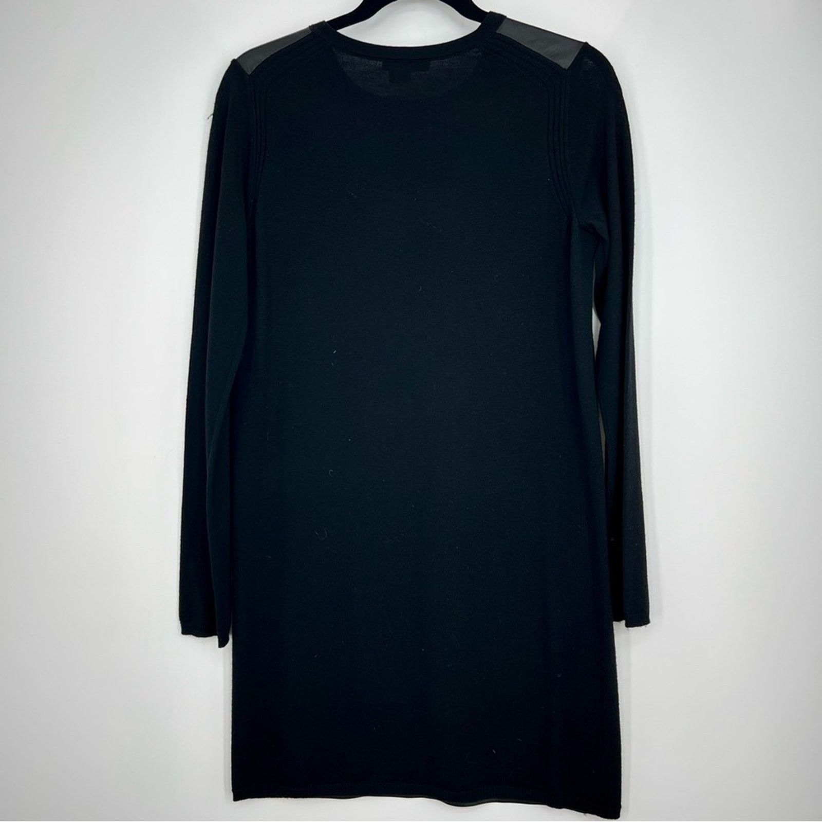 Vince Vince Black Wool Lamb Leather Long Sleeve Sweater Dress M Size M / US 6-8 / IT 42-44 - 4 Thumbnail