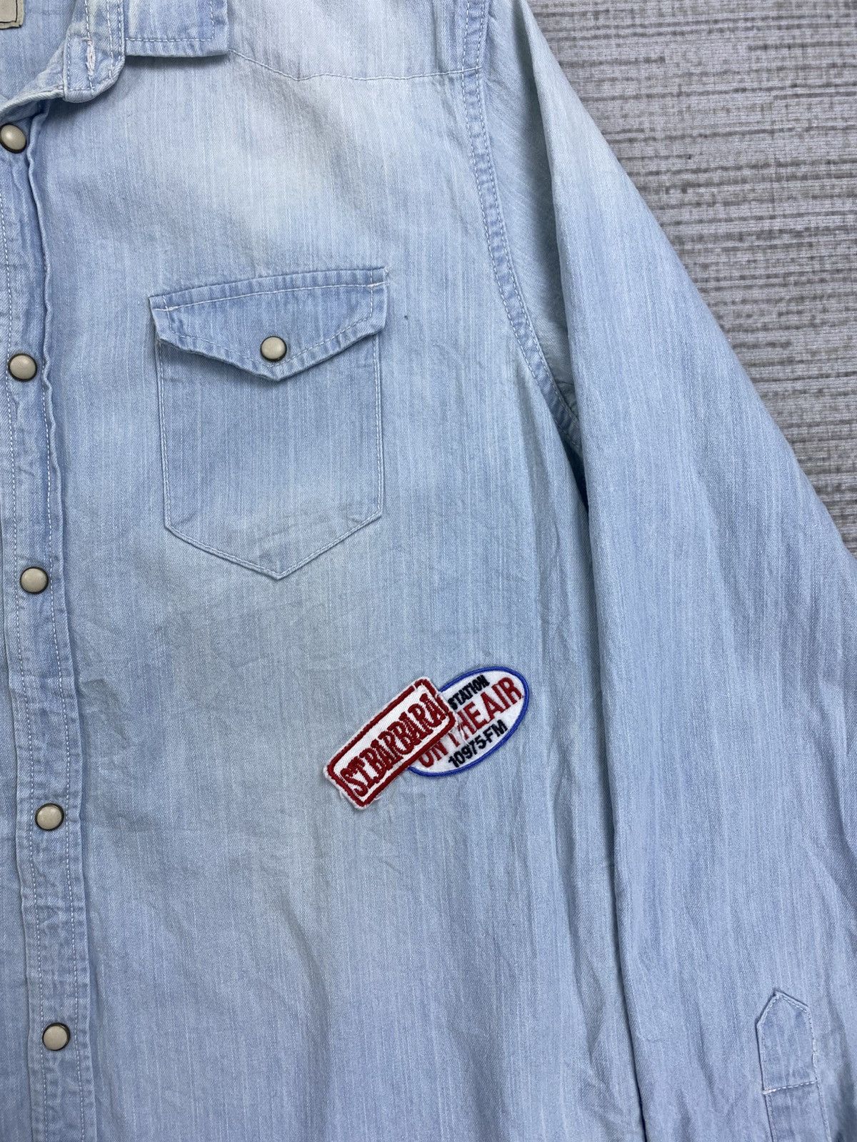 Japanese Brand × Zara Vintage The Zara Man Soft Blue Slim Fit Denim Shirt Size US M / EU 48-50 / 2 - 7 Thumbnail