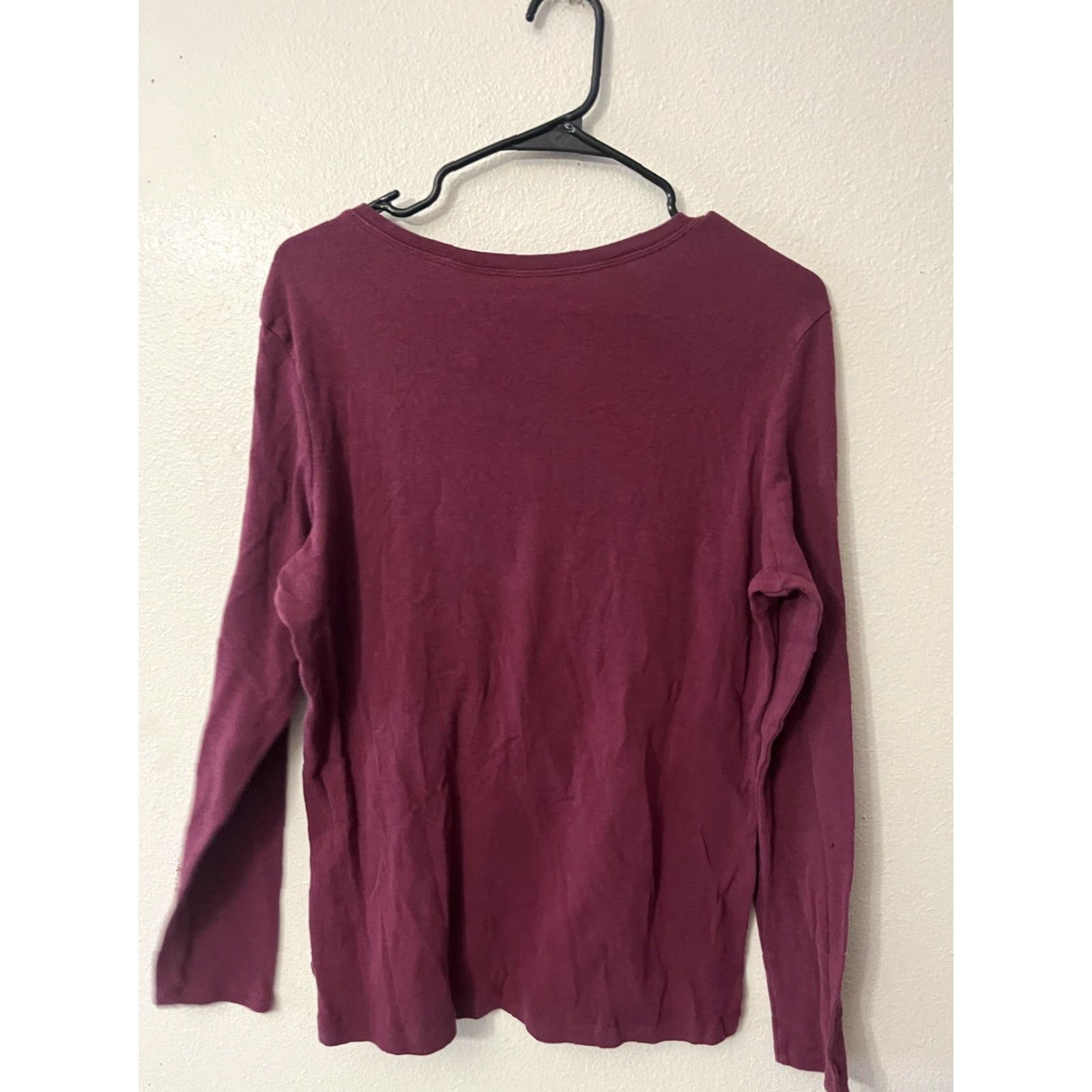 Eddie Bauer Eddie Bauer Active Sweatshirt Womens Size XL Maroon V-Neck Long Sleeve Size XL / US 12-14 / IT 48-50 - 2 Thumbnail