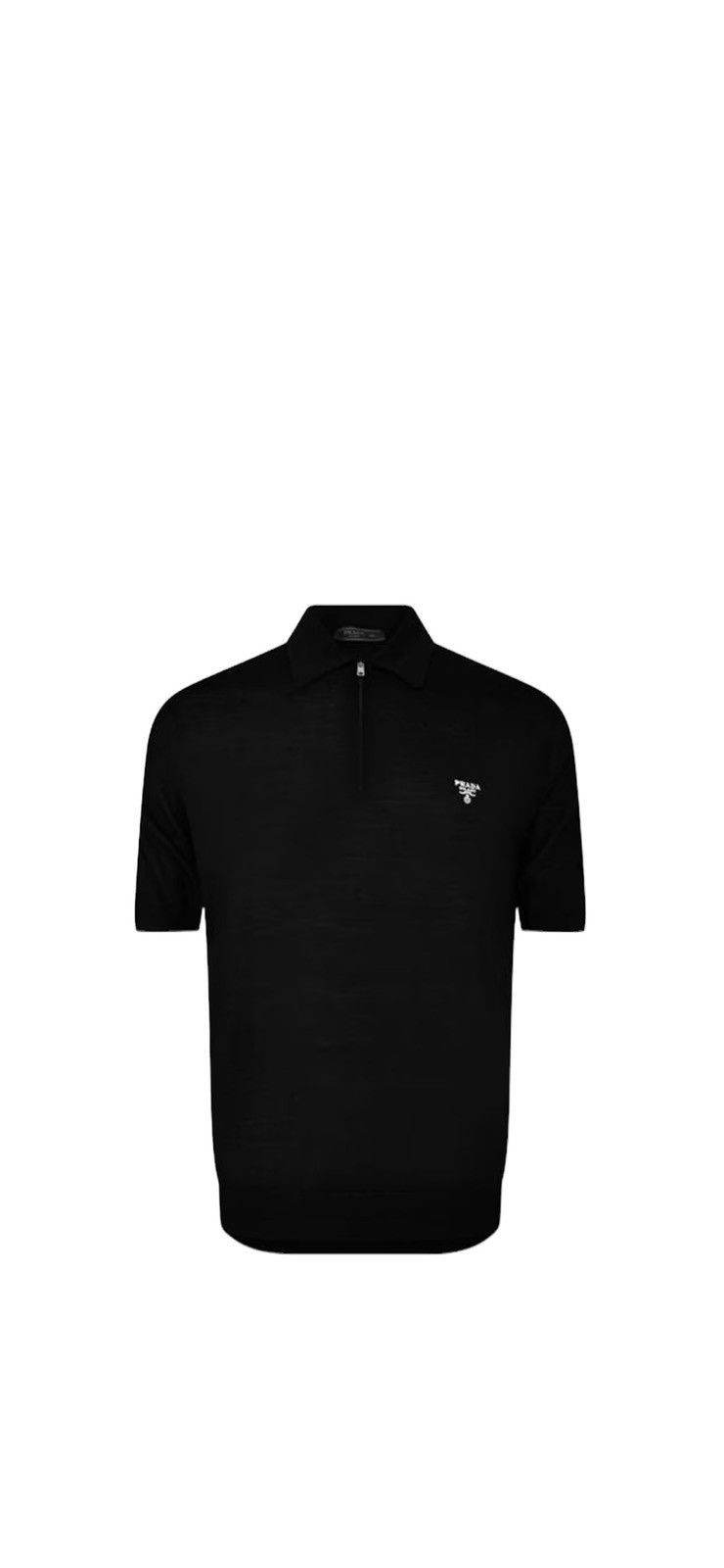 image of Prada Zipped Knit Polo Shirt in Black, Men's (Size Small)