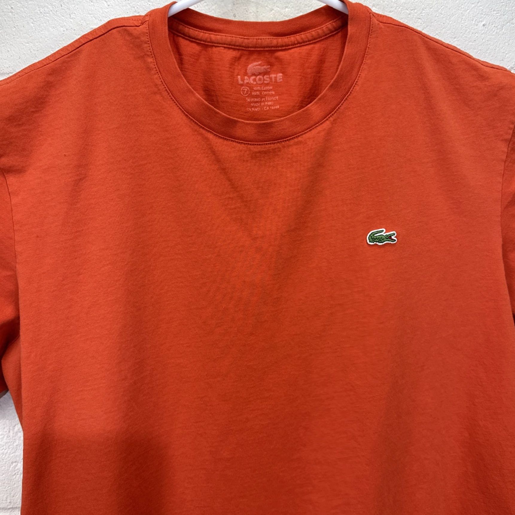 Lacoste Lacoste T-Shirt Mens Size 7 Short Sleeve Orange Cotton Crew Neck Logo Alligator Size US M / EU 48-50 / 2 - 6 Thumbnail