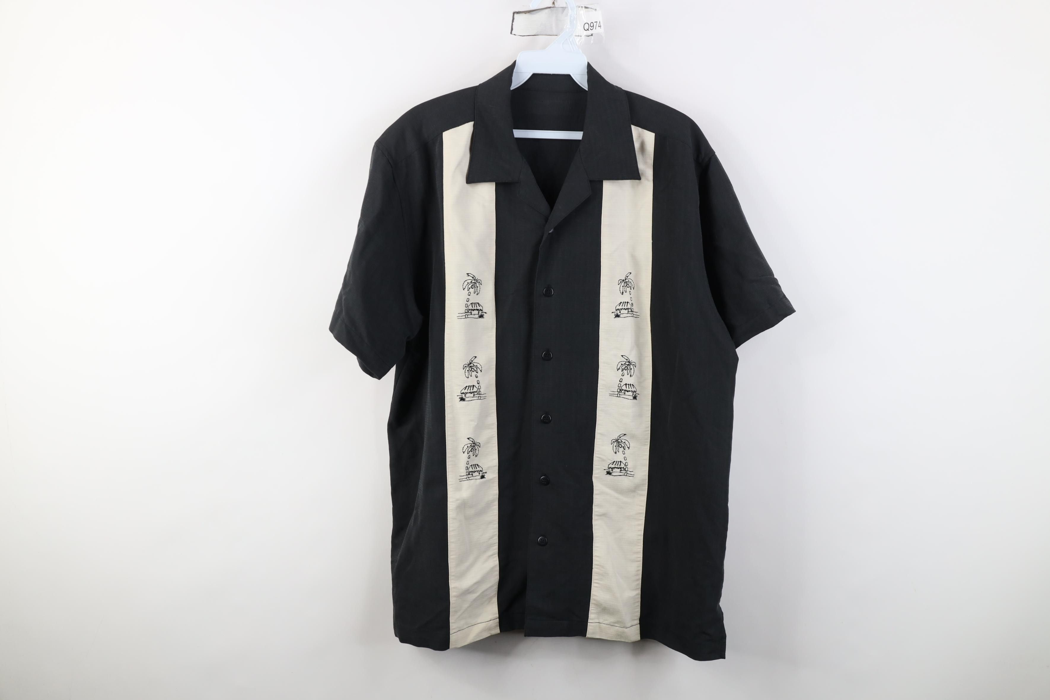 Vintage Vintage 90s Rockabilly Beach Hut Palm Tree Luau Button Shirt Size US L / EU 52-54 / 3 - 1 Thumbnail