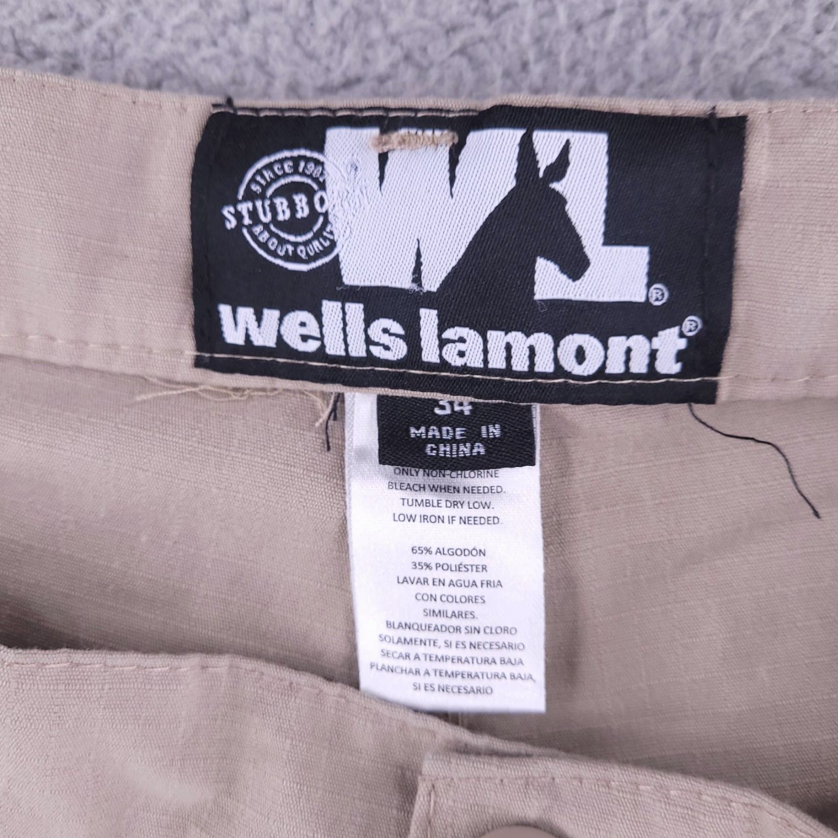Vintage Wells-Lamont Shorts Mens 34 Cargo Tan Beige Ripstop Cotton Flat Front Beige Mens Size US 34 / EU 50 - 3 Thumbnail
