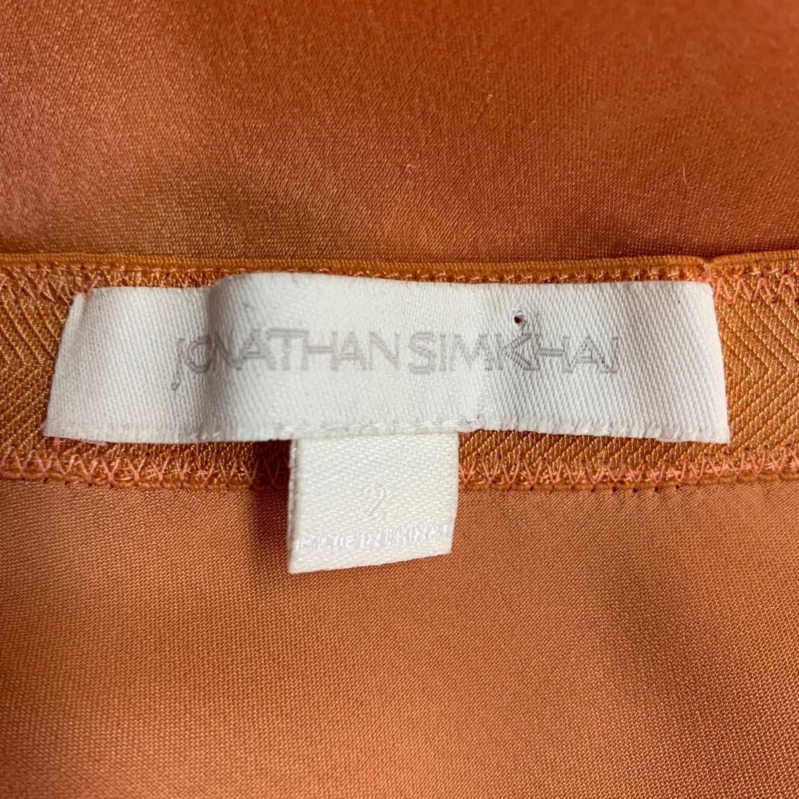 Jonathan Simkhai JONATHAN SIMKHAI Orange Coral Satin Raw Edge Midi Skirt Size 26" / US 2 / IT 38 - 3 Thumbnail