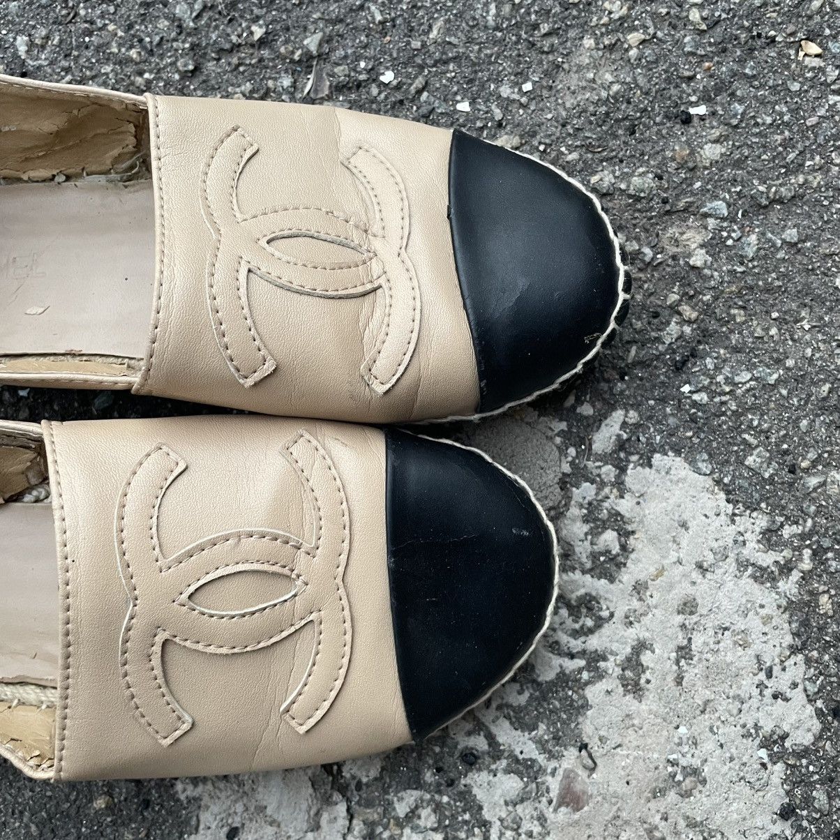 Vintage 💥GRAIL💥 Chanel Espadrilles beige Leather ballet shoes boots Size US 7 / IT 37 - 2 Thumbnail