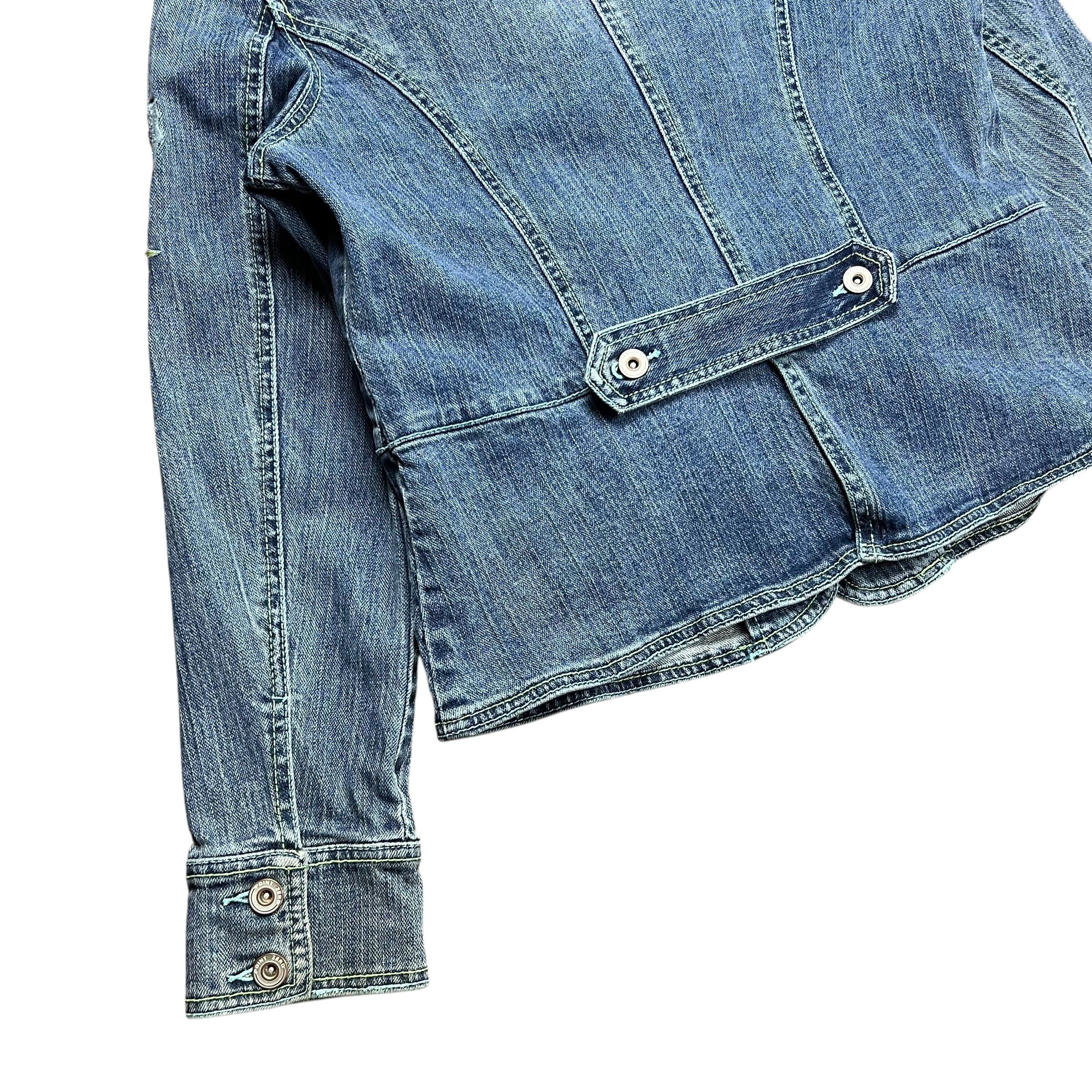 Point Zero × Vintage Point Zero Embroidered Flower Denim Jacket - L Size L / US 10 / IT 46 - 9 Thumbnail