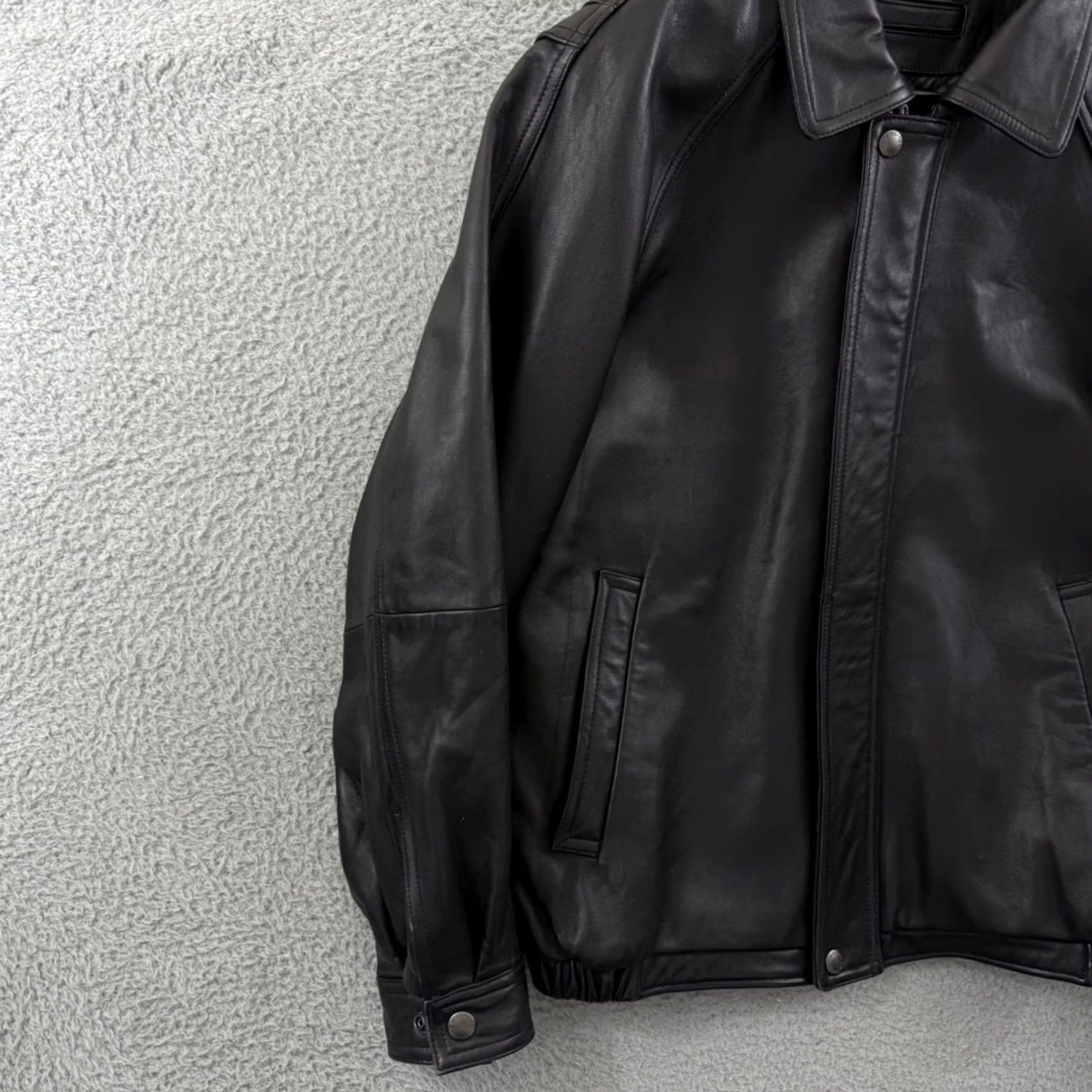 Liz Claiborne VINTAGE Claiborne Jacket Mens Medium Black Lambskin Leather 90s Biker Outdoor Size US M / EU 48-50 / 2 - 4 Thumbnail
