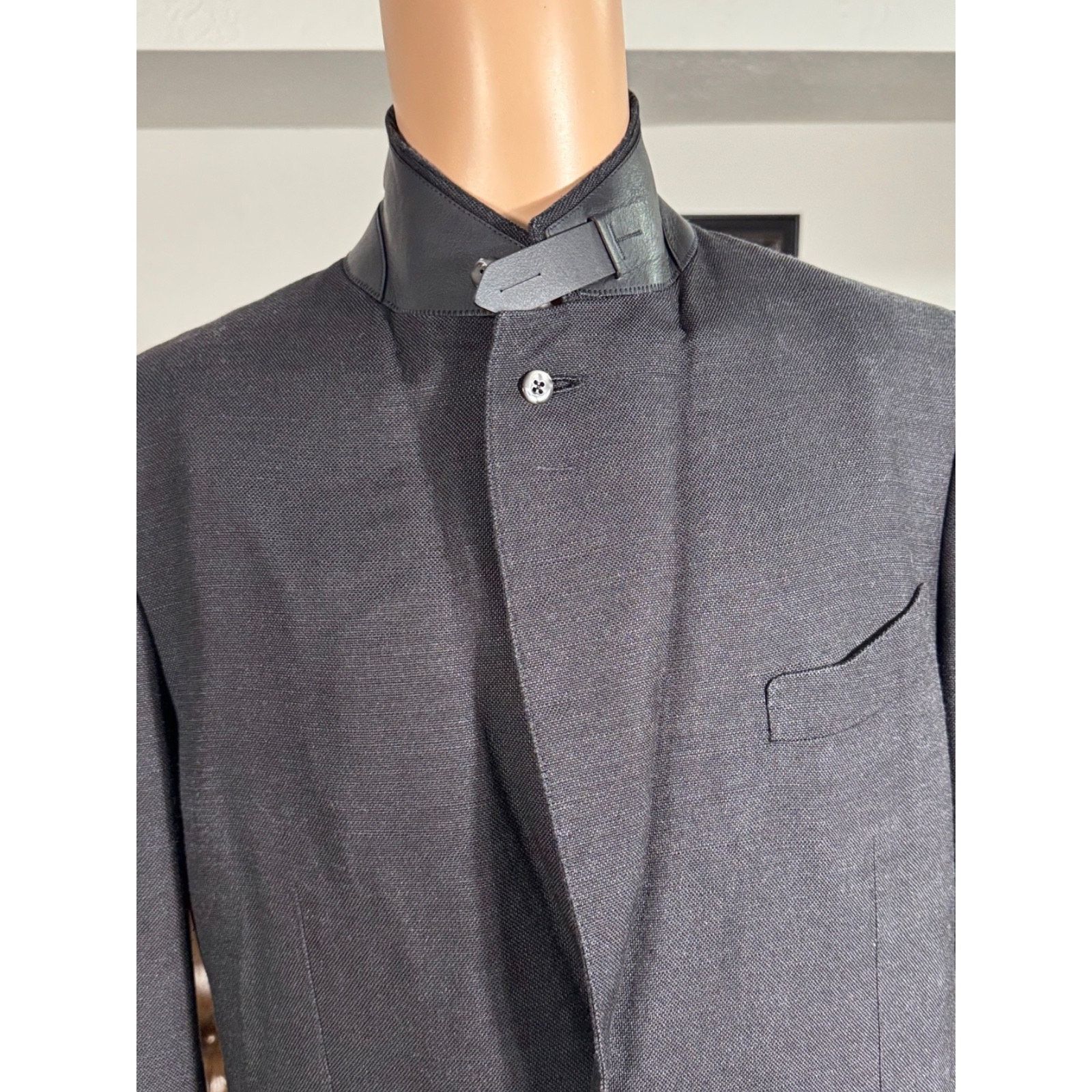 Tom Ford Tom Ford Atticus Silk Leather Black Blazer Storm Collar 44R Size 44R - 8 Thumbnail