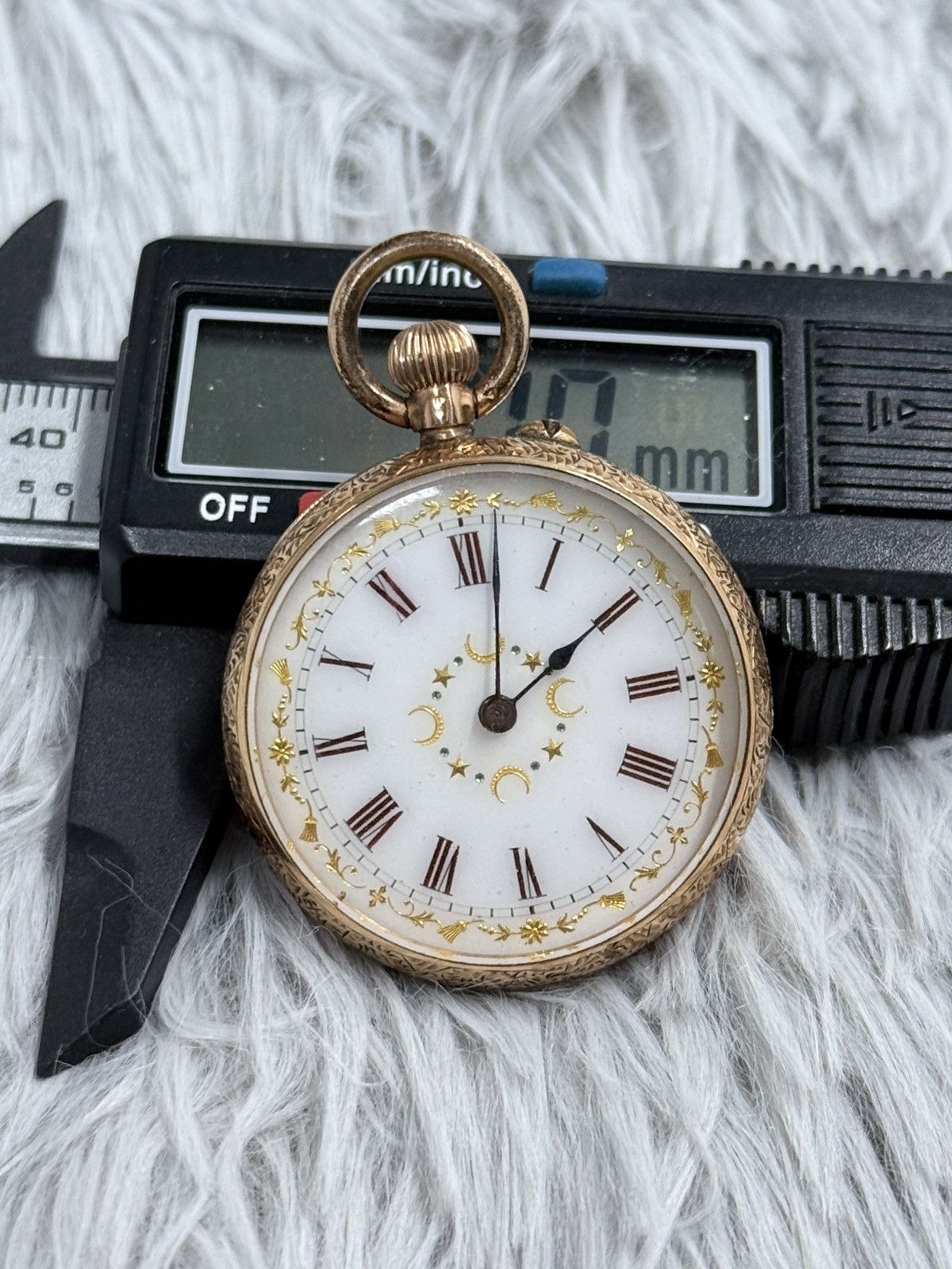 Vintage Vintage Pocket Manual Watch Fancy Dial Swiss Made 14K GOLD Size ONE SIZE - 1 Thumbnail