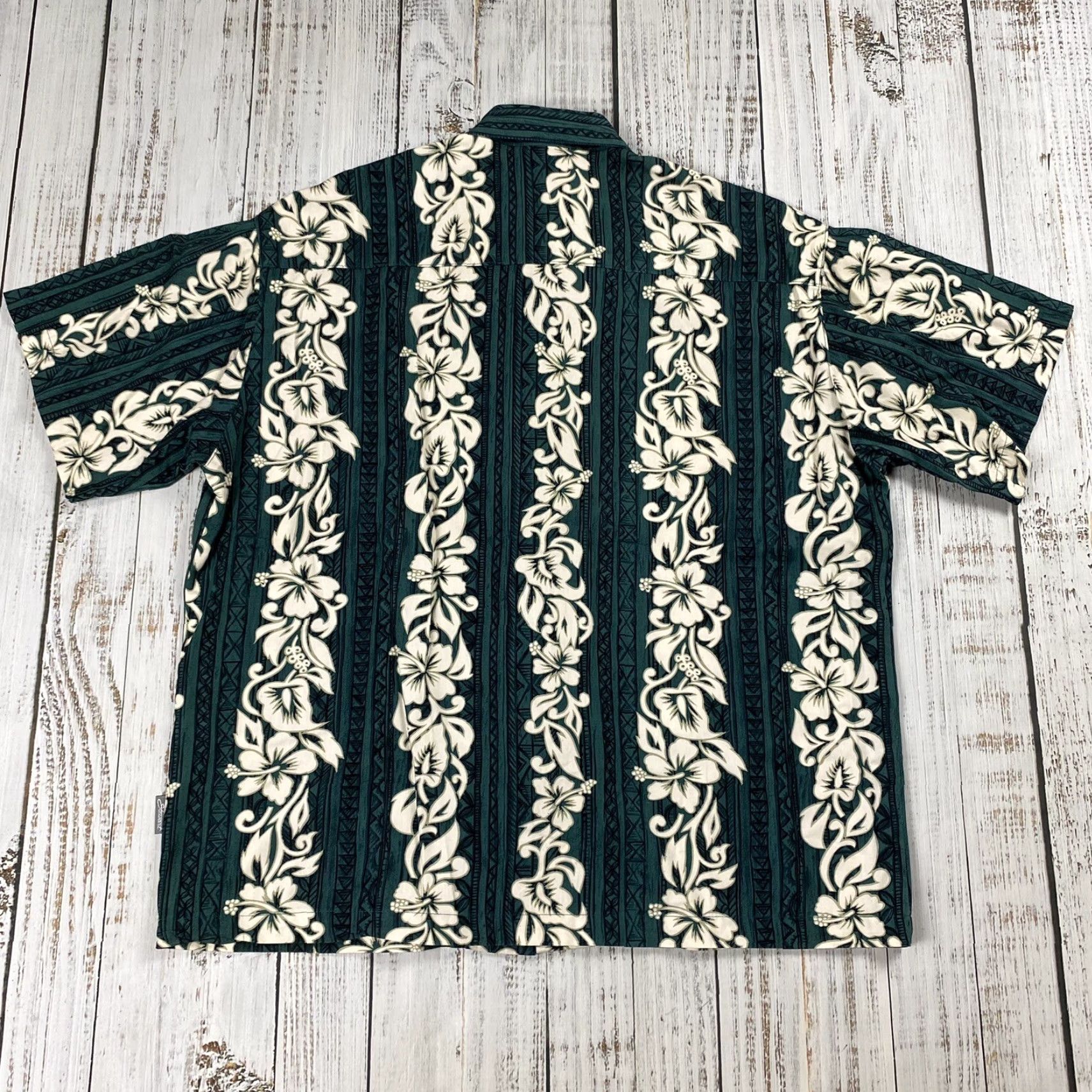 Vintage VTG Stewart USA Hawaiian Cigar Button Up Shirt Men’s L Floral Hibiscus Green 90s Vintage Camp Collar Size US L / EU 52-54 / 3 - 6 Thumbnail