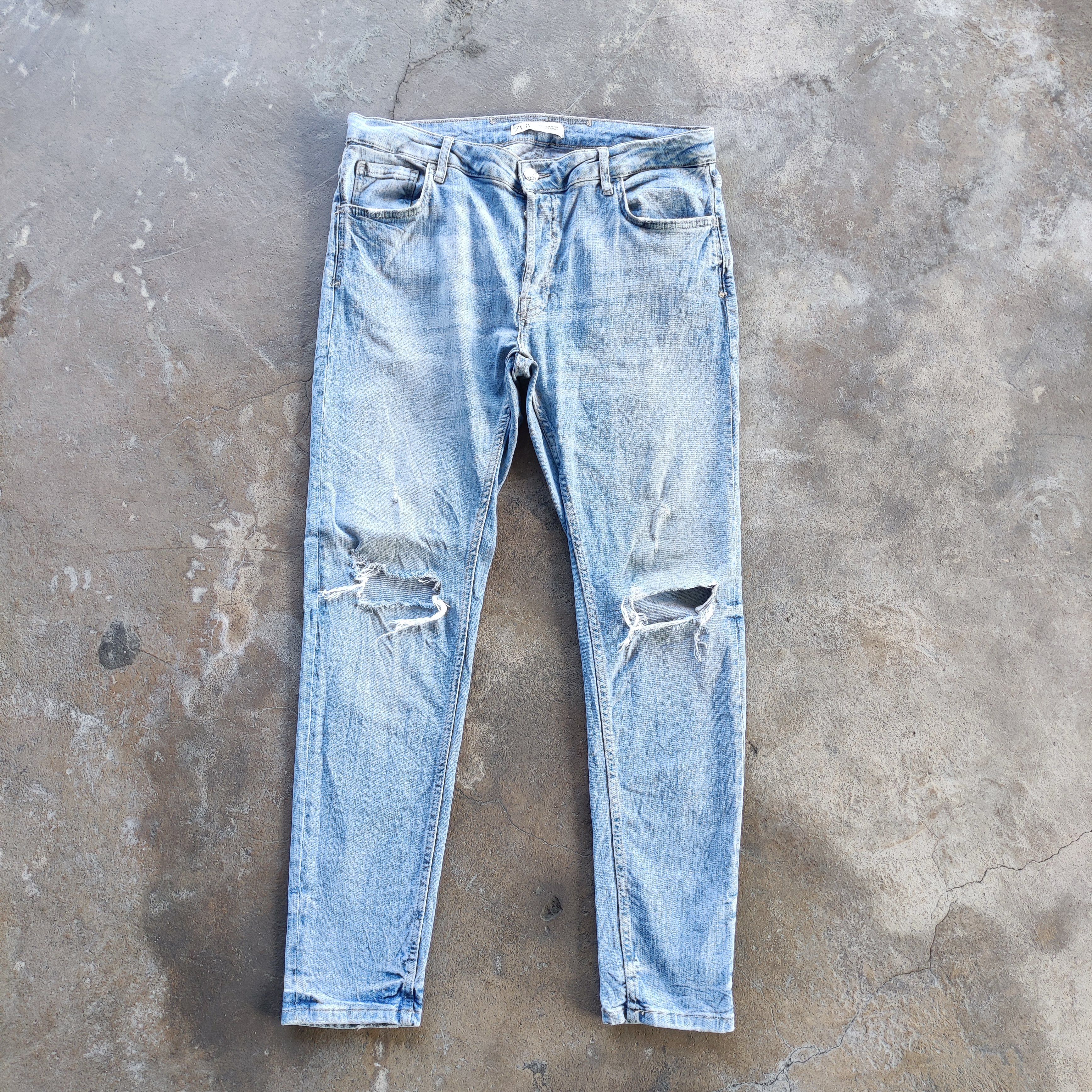 Vintage Zara Brand Button Jeans Distressed Faded Pants