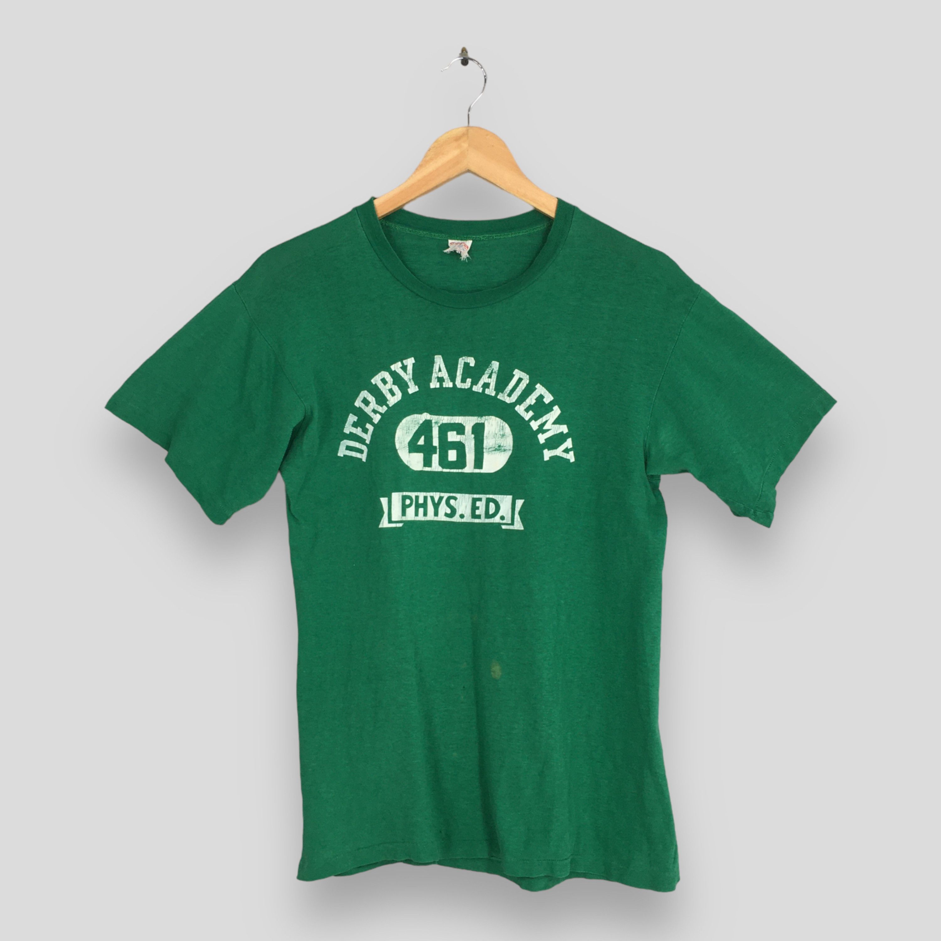 image of Vintage 1950S Champion Derby Academy T Shirt Small in Green, Men's (Size XS)