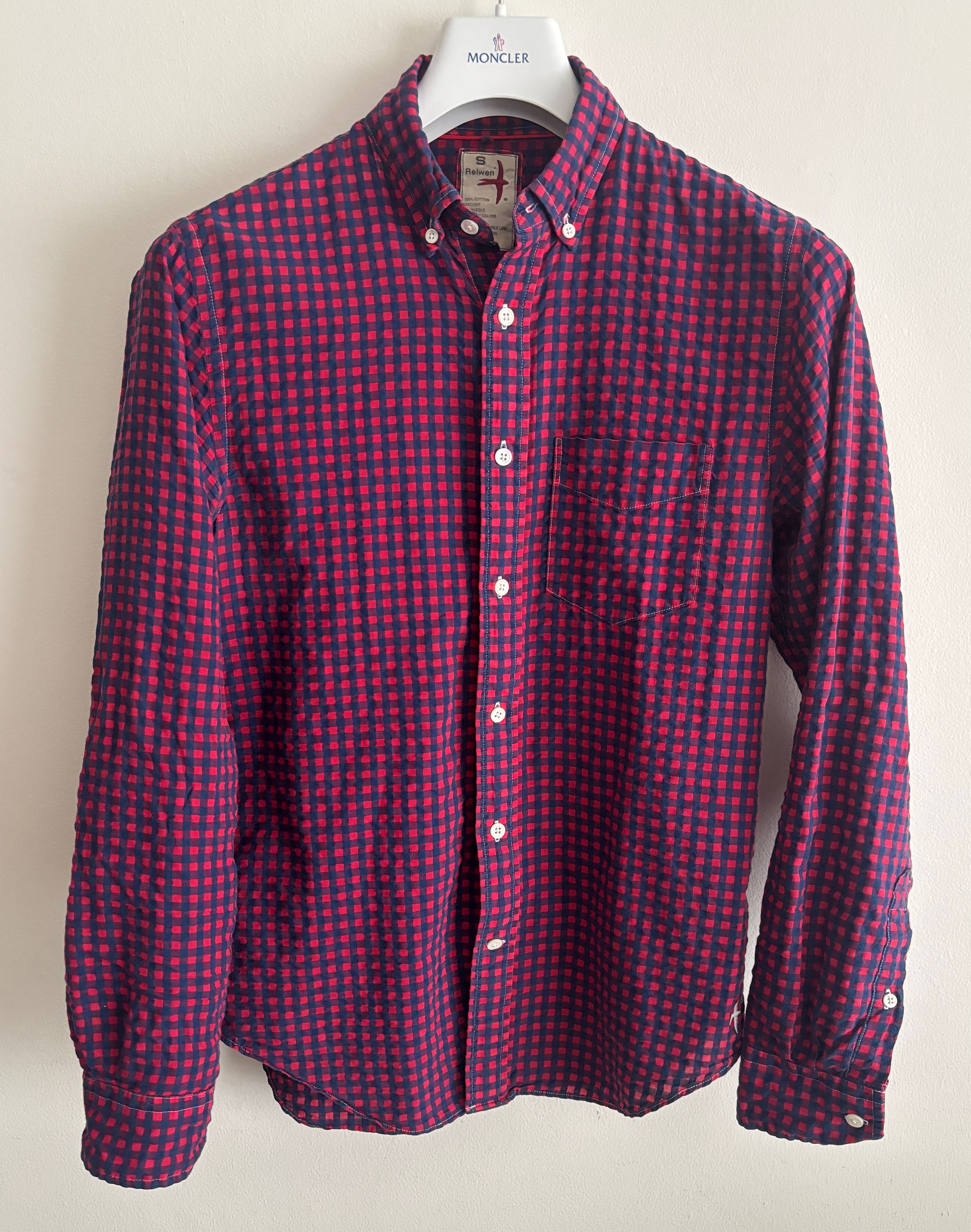 Relwen Gingham Cotton Seersucker Long Sleeve Button Down Shirt Size US S / EU 44-46 / 1 - 1 Thumbnail