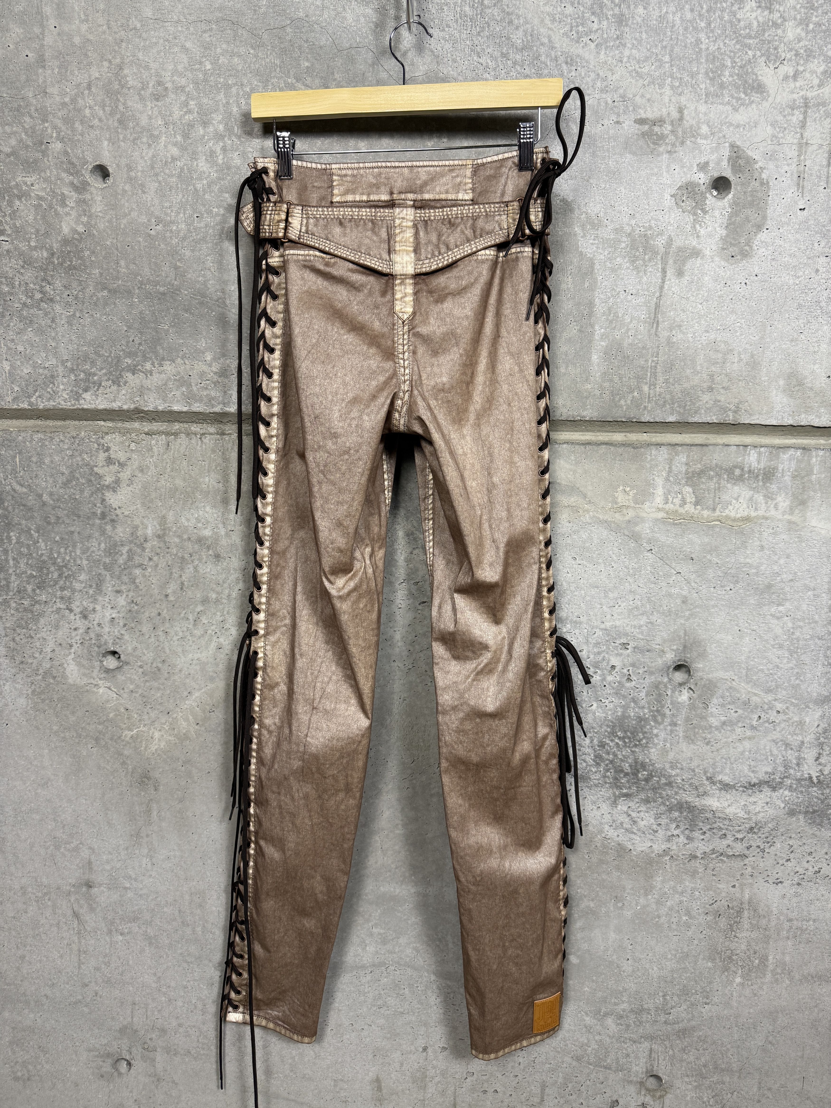 Jean Paul Gaultier × KNWLS $875 Jean Paul Gaultier KNWLS Low Waist Laced Straight Pants Size 25" / US 0 / IT 36 - 4 Thumbnail