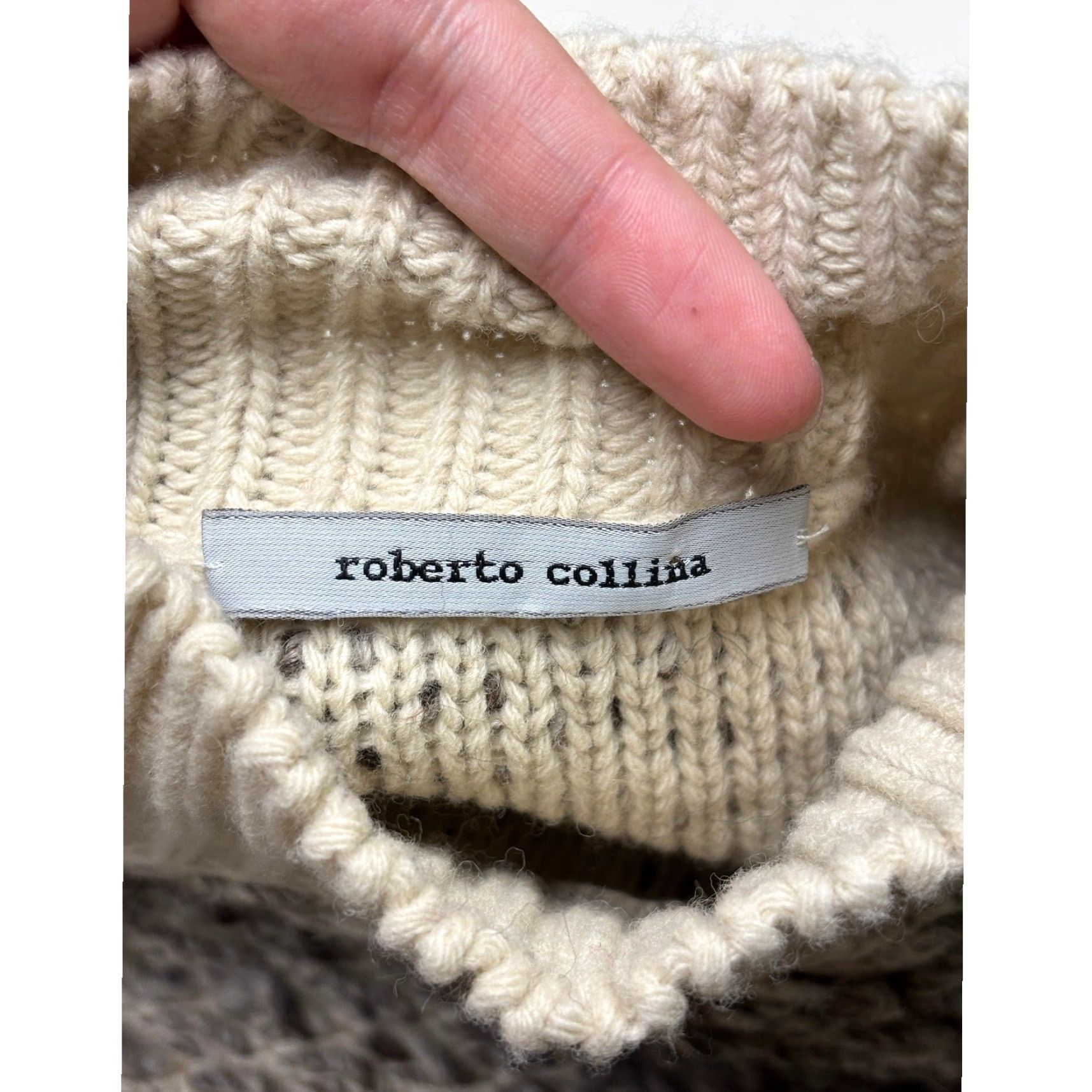 Roberto Collina Roberto Collina Merino Wool Alpaca Mock Neck Knit Sweater Grey Cream Made Italy Mal? Size M / US 6-8 / IT 42-44 - 2 Thumbnail