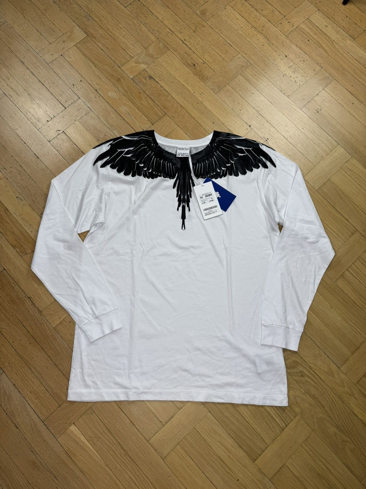 MARCELO BURLON WING LONG-SLEEVE WHITE BLACK