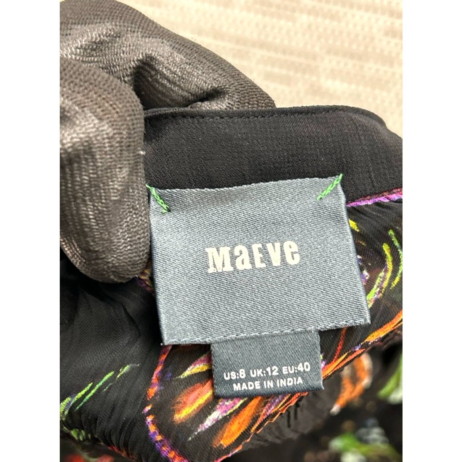 Anthropologie VINTAGE Anthropologie Maeve Nighttime Florals Chiffon Studded Mini Dress Womens 8 Black Size M / US 6-8 / IT 42-44 - 4 Thumbnail