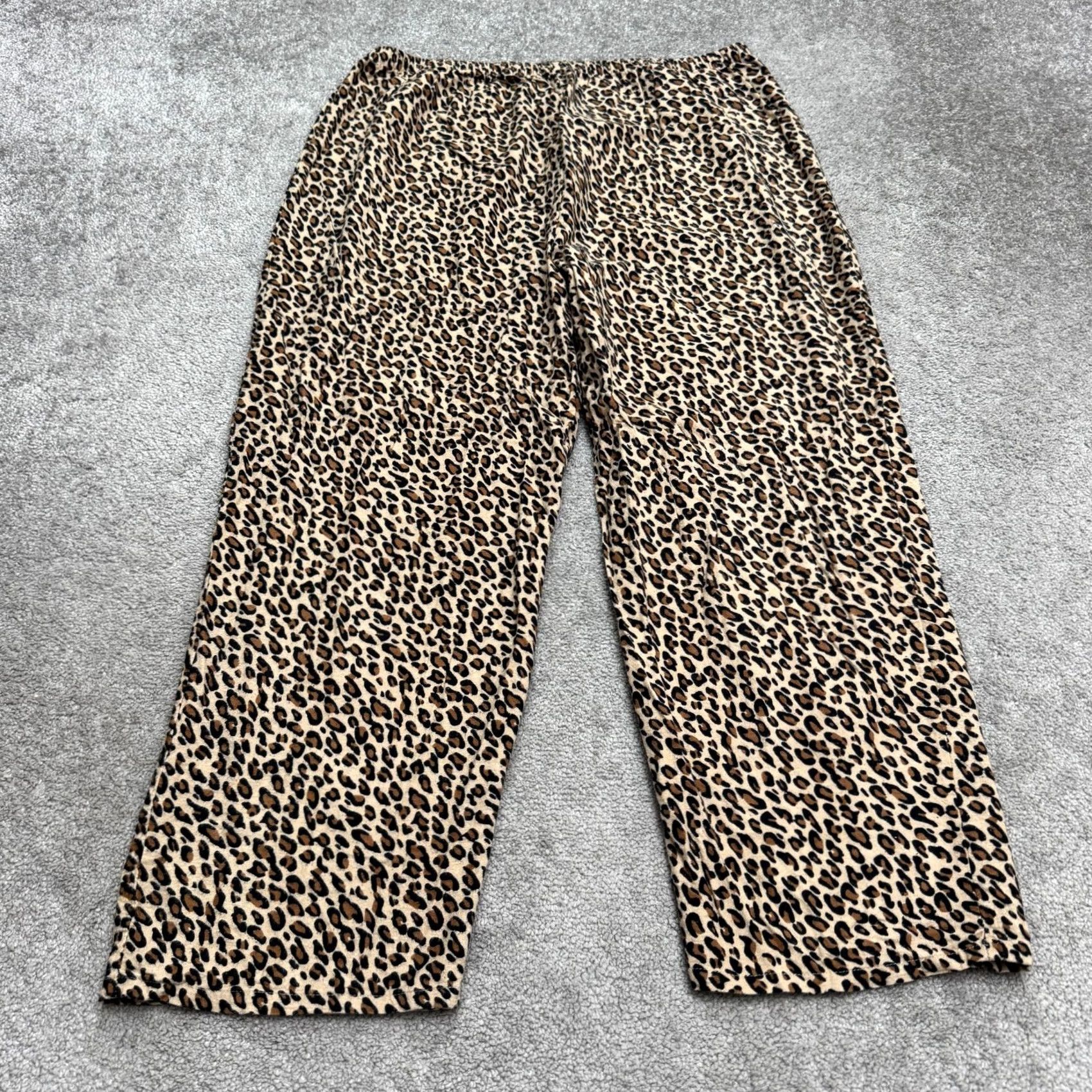 Vintage Gilligan & O'Malley Leopard Print Pajama Pants Womens Plus 1X Brown Sleep Lounge Pant Size 40" / US 18 - 2 Thumbnail