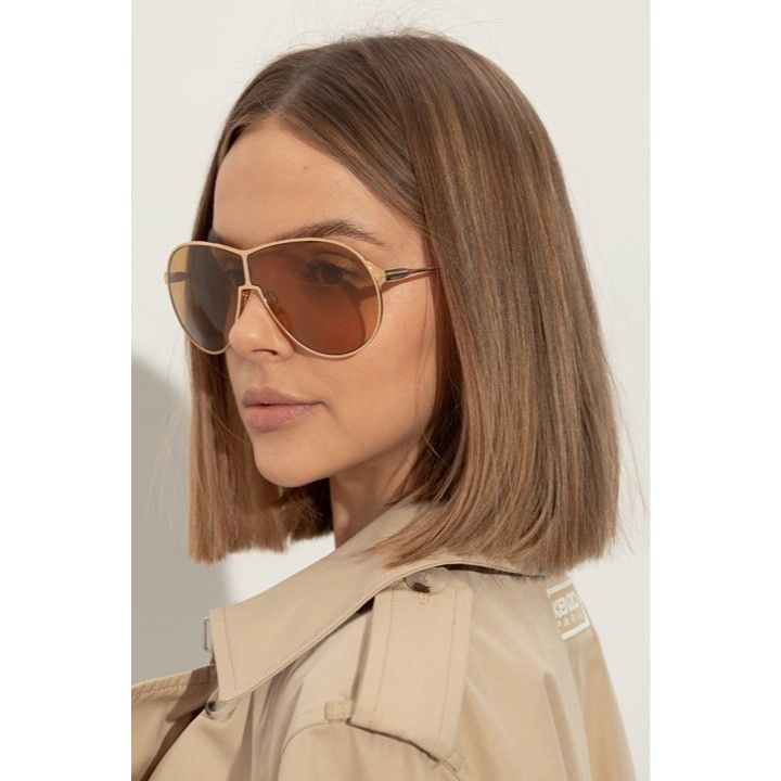 Tom Ford Tom Ford Gaia FT1174 30E Sunglasses Deep Gold Aviator Frame Size ONE SIZE - 2 Thumbnail