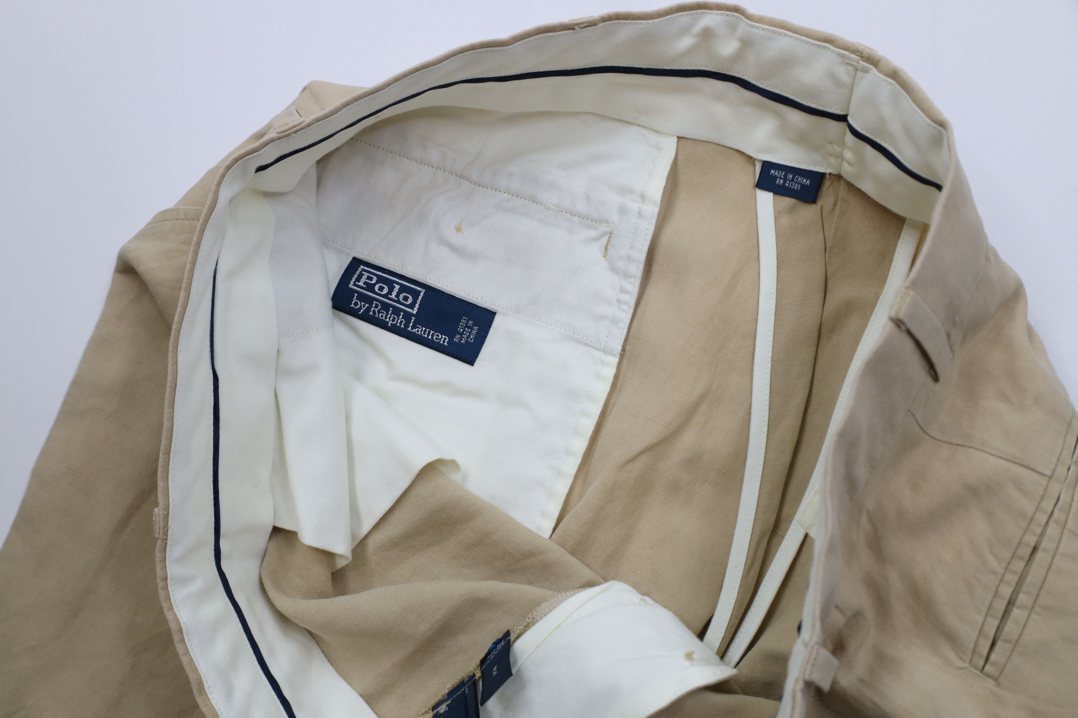 Ralph Lauren Vintage 90s Ralph Lauren Linen Wide Leg Chino Pants Beige Size US 36 / EU 52 - 9 Thumbnail