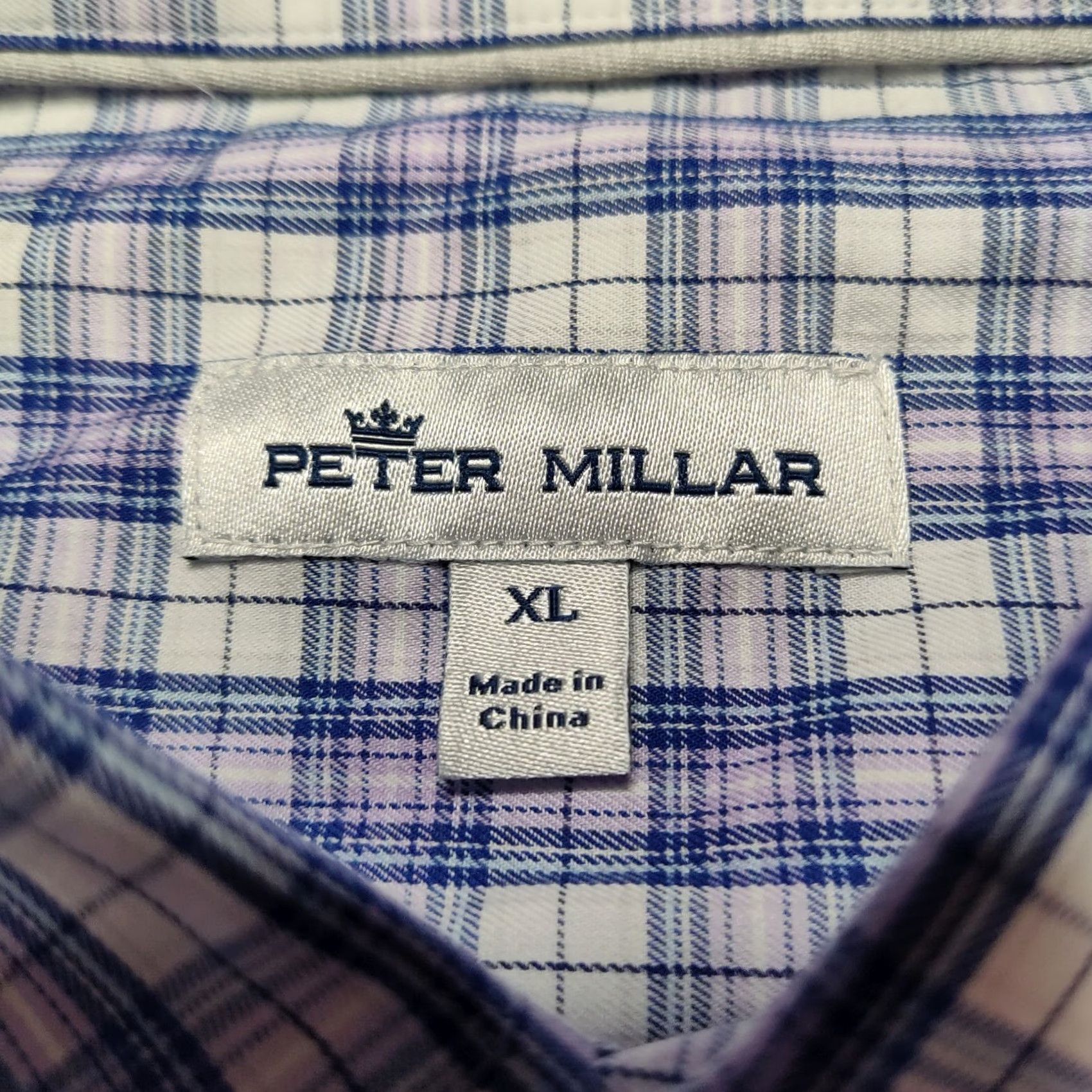 Peter Millar PETER MILLAR Button-Down Shirt Men XL Purple Blue Check 100% Cotton Long Sleeve Size US XL / EU 56 / 4 - 5 Thumbnail