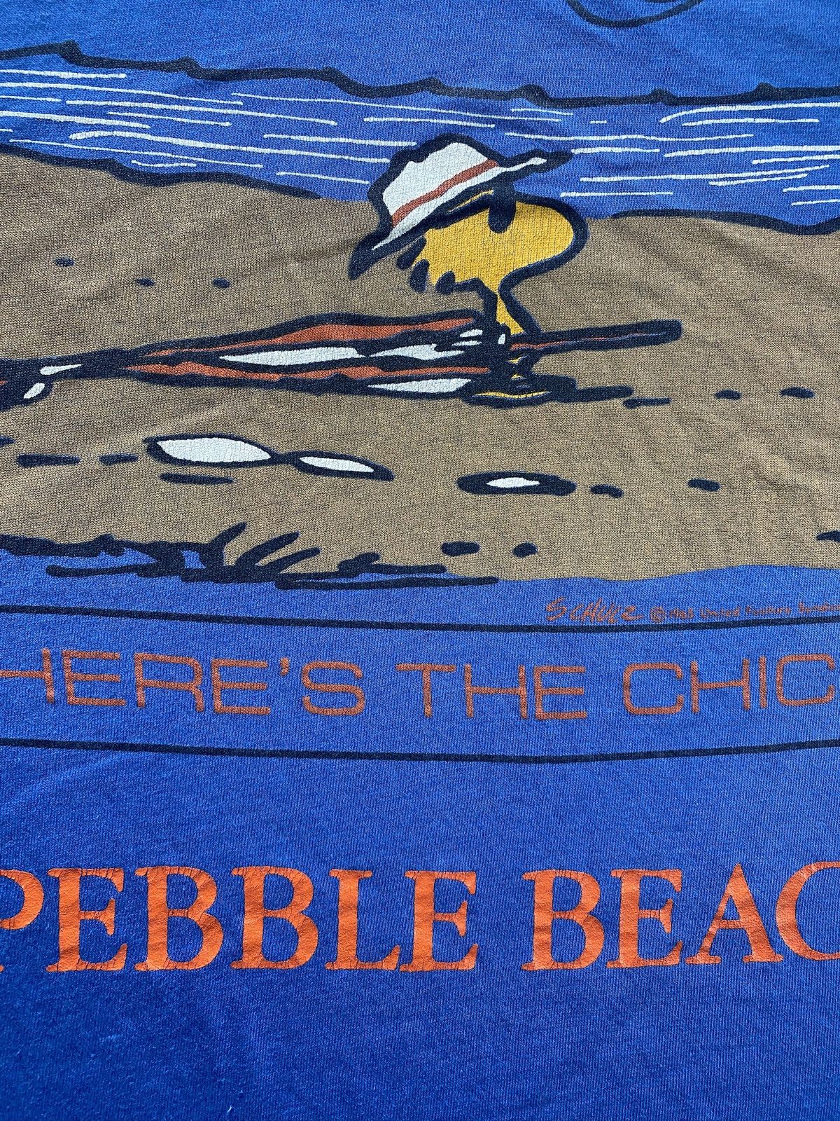 Peanuts Vintage 80s Woodstock Peanuts Pebble Beach Single Stitch Tee Size US XL / EU 56 / 4 - 4 Thumbnail