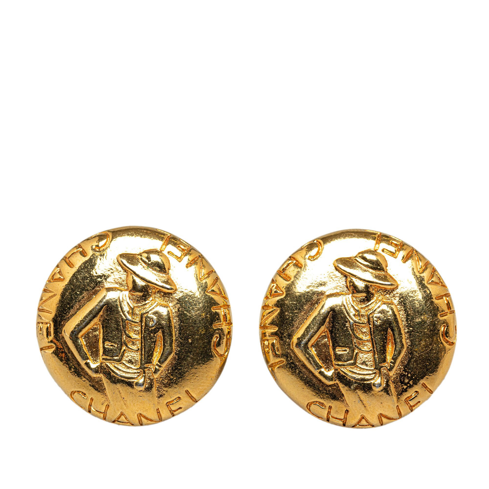 image of Chanel Mademoiselle Clip On Earrings in Gold, Women's