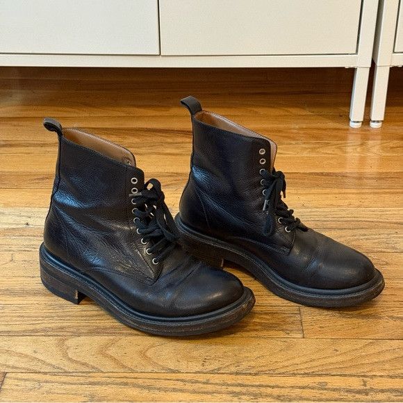 Frye Black Leather Combat Boots