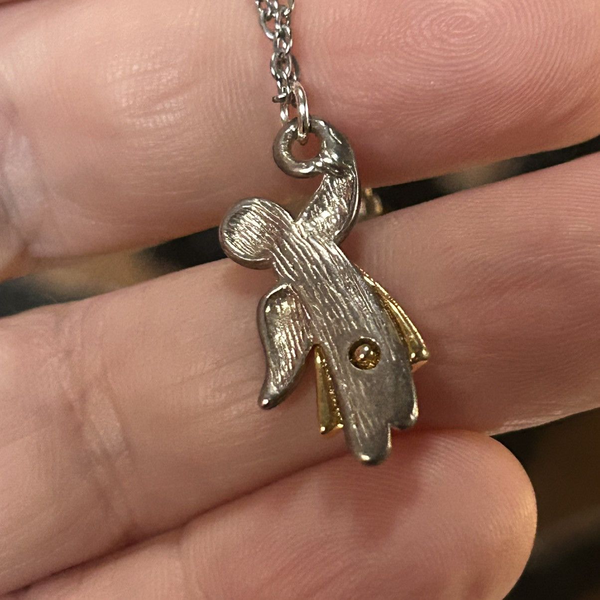 Handmade Handcrafted vintage dual tone metal angel pendant necklace Size ONE SIZE - 6 Thumbnail