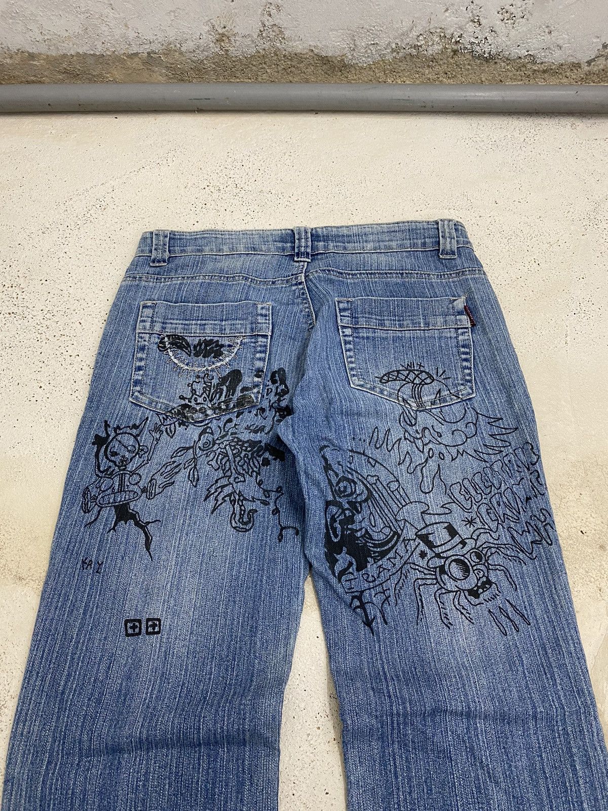 If Six Was Nine Flare Jean Xin Taii Classic Wear Art Black Tattoo Graphics Size US 29 - 10 Thumbnail