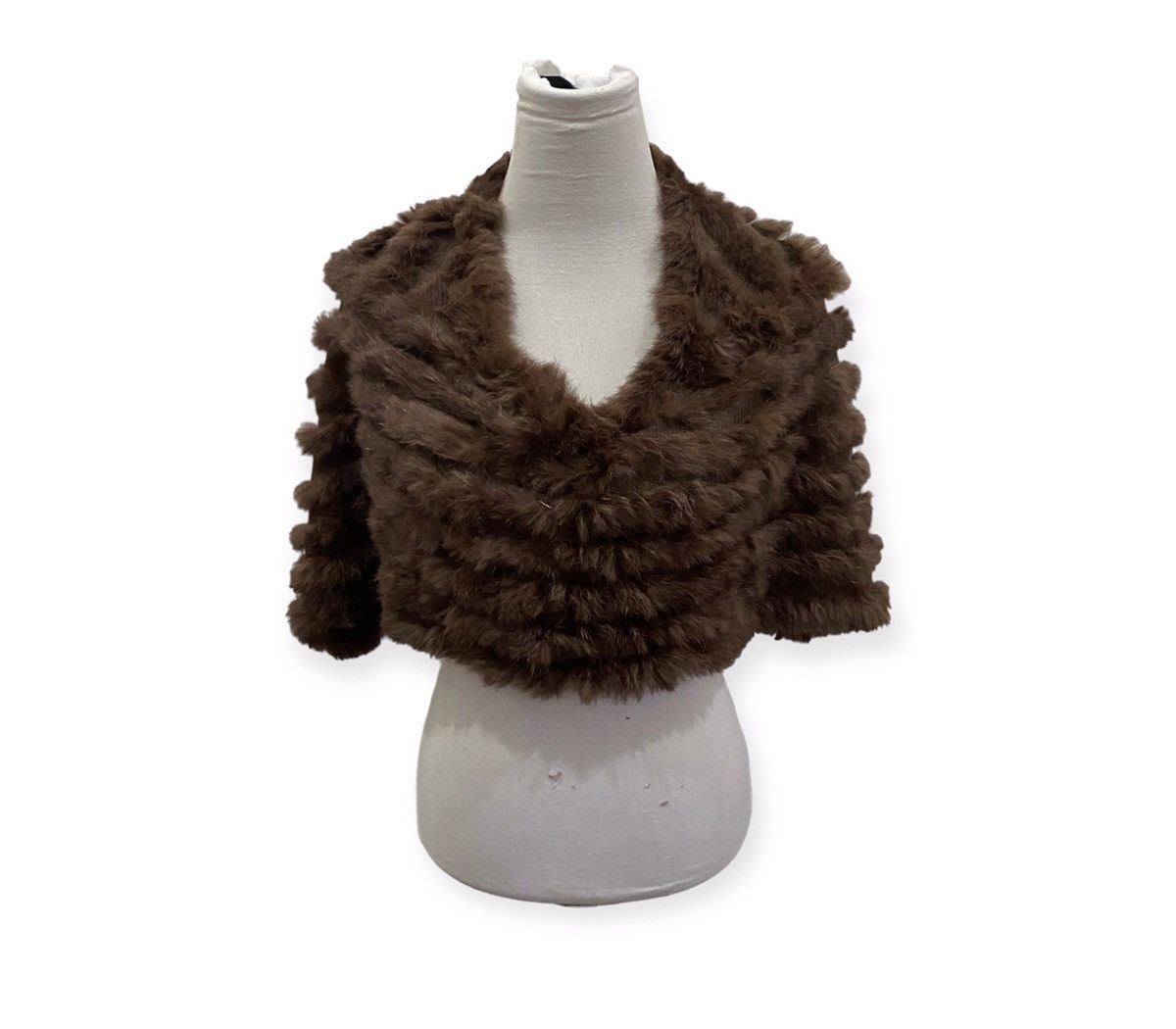 image of Archival Clothing x Mink Fur Coat Real Rabbit Mink Fur Fleece Capes in Brown (Size Medium)