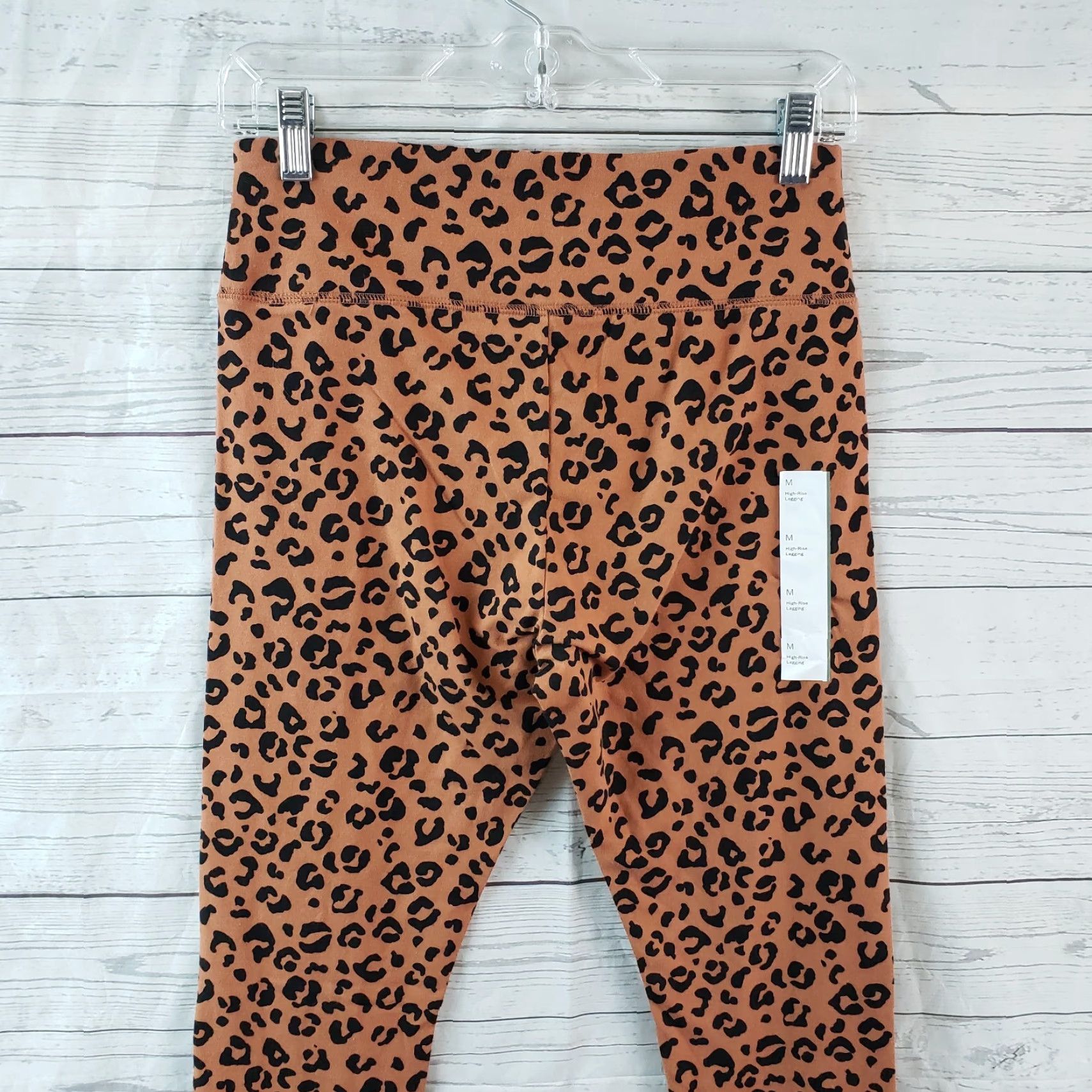 Vintage Wild Fable Leggings Women M Brown Animal Print Cotton High Rise Womens Size 32" / US 10 / IT 46 - 4 Thumbnail