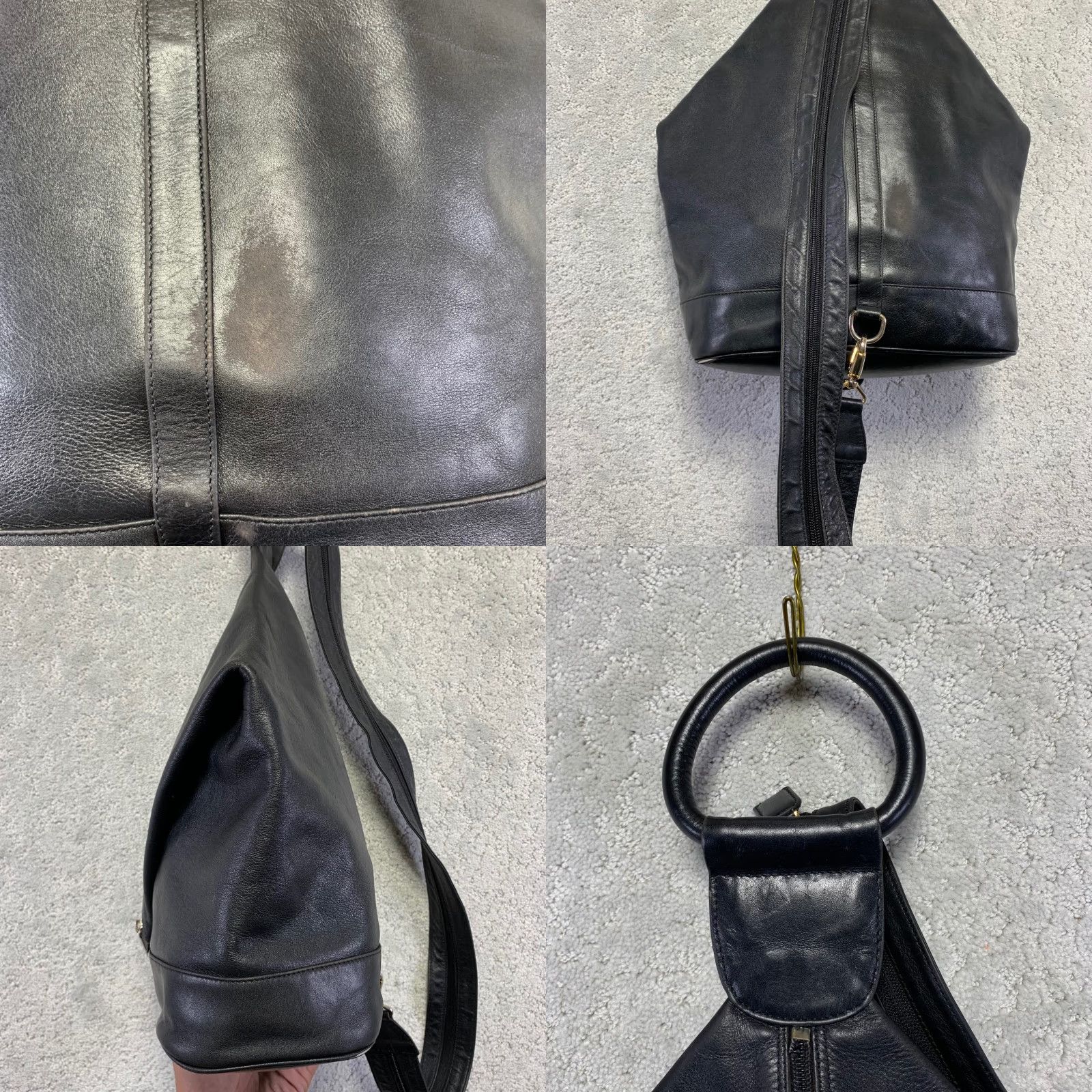 Bally 3‎ Way Expandable Sling Bag Black Genuine Leather Backpack Convertible Bally Backpack Black Leather Convertible 3 Way Sling Bag  main image 4