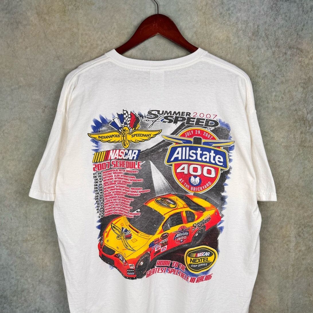 NASCAR × Vintage VTG Y2K Nascar Racing Big Print T Shirt Sz XL White Size US XL / EU 56 / 4 - 4 Thumbnail