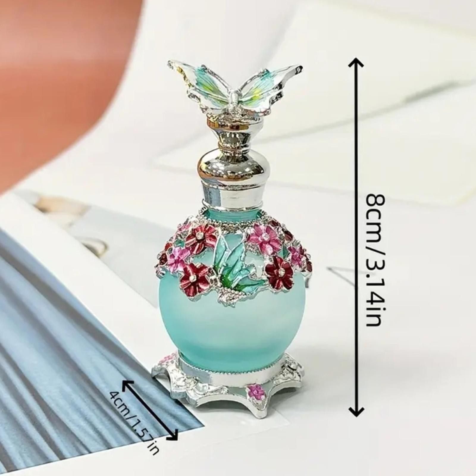 Designer Decorative Butterfly Silver and Blue Perfume Bottle NWT Size ONE SIZE - 4 Thumbnail