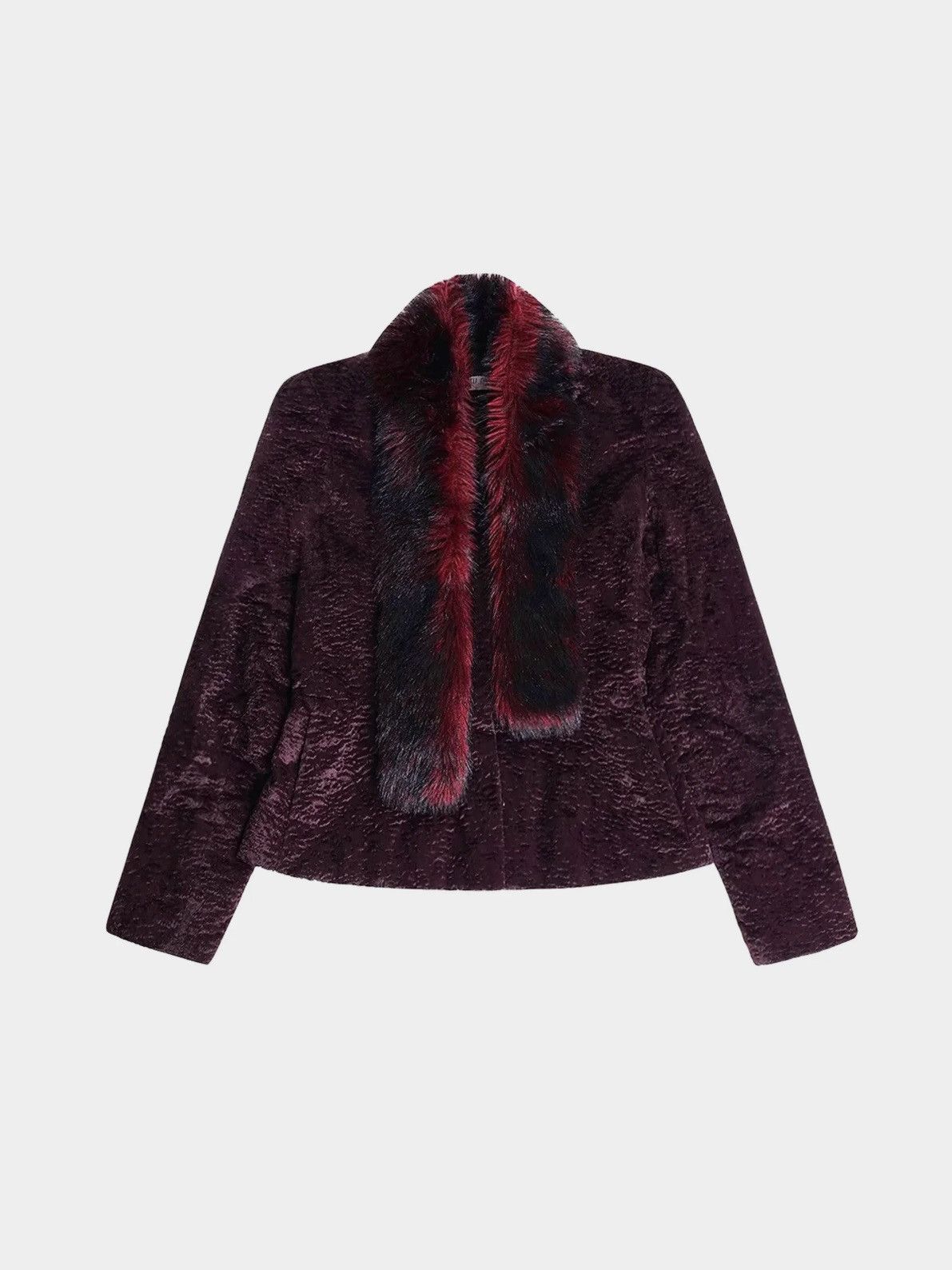 Miu Miu Miu Miu F/W 2000 Burgundy Velvet and Faux Fur Jacket Size M / US 6-8 / IT 42-44 - 1 Thumbnail
