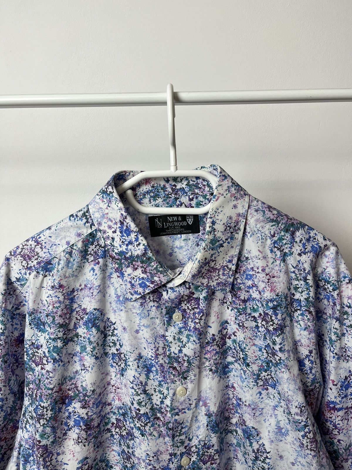 New & Lingwood New Lingwood Cotton Overprint Shirt Button Up Size US XL / EU 56 / 4 - 2 Thumbnail