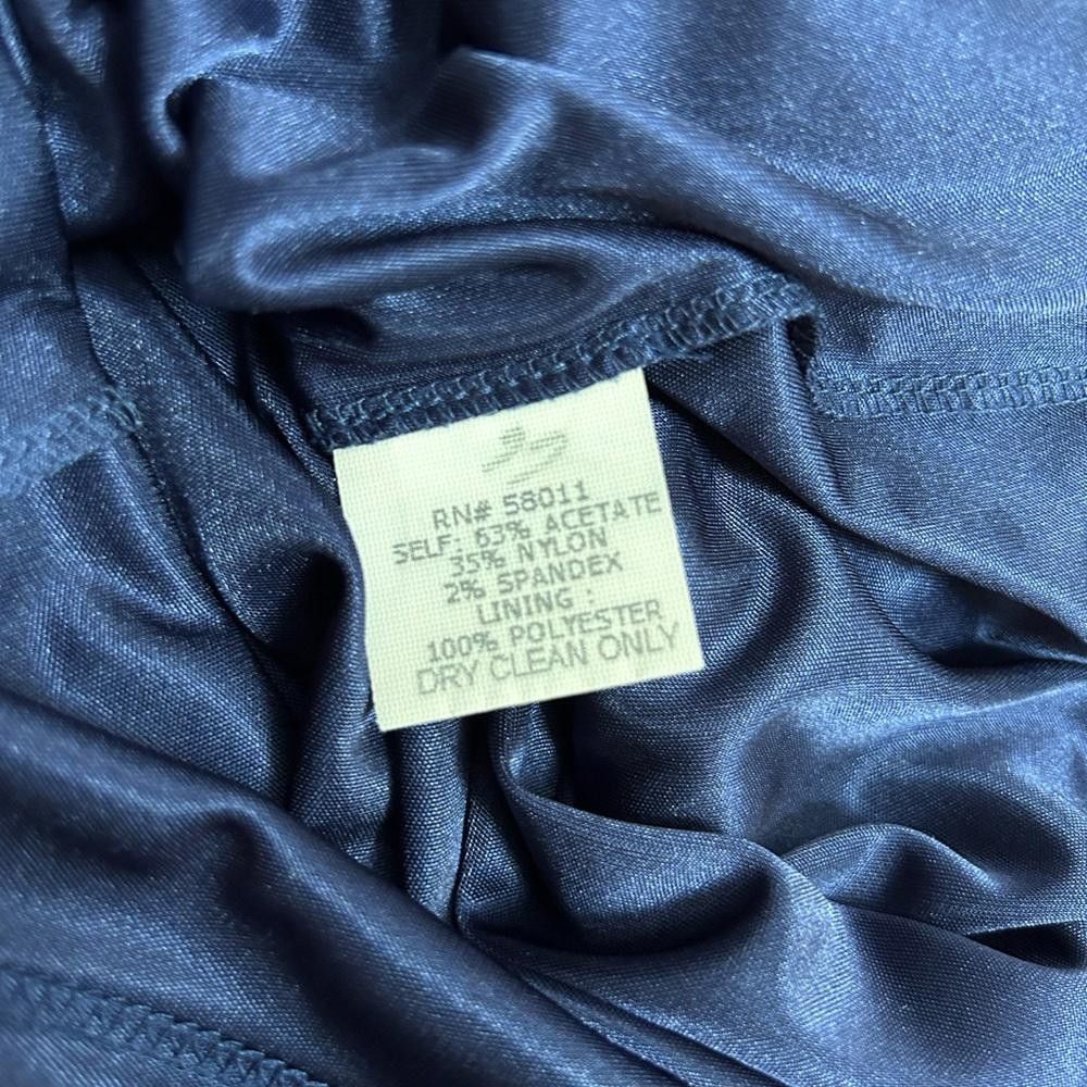 Designer David Meister l Navy Satin Cocktail Dress Size 2 Size XS / US 0-2 / IT 36-38 - 6 Thumbnail