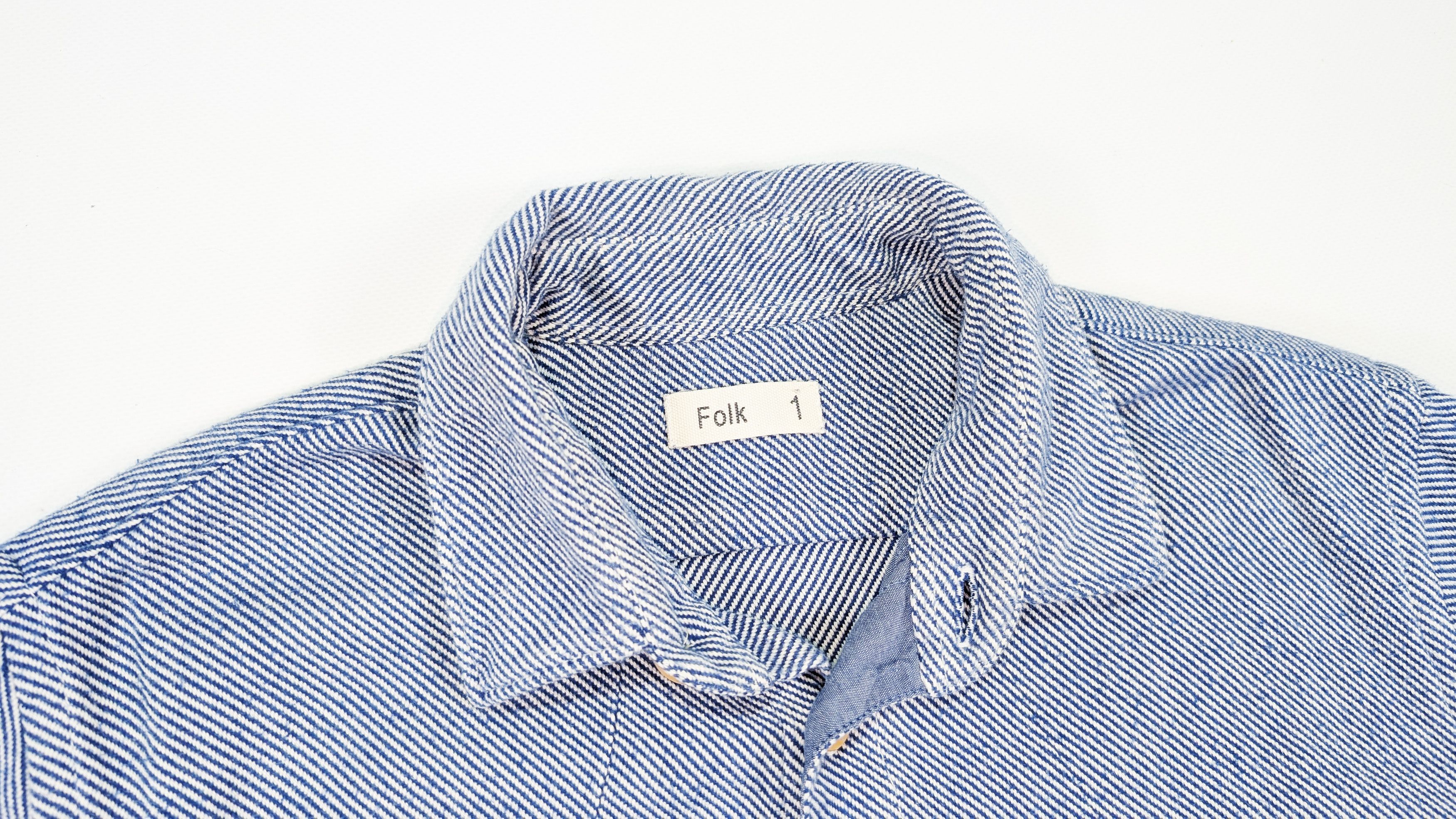 Folk Folk Blue Striped Cotton Pocket Asymmetrical Work Shirt Size US S / EU 44-46 / 1 - 7 Thumbnail
