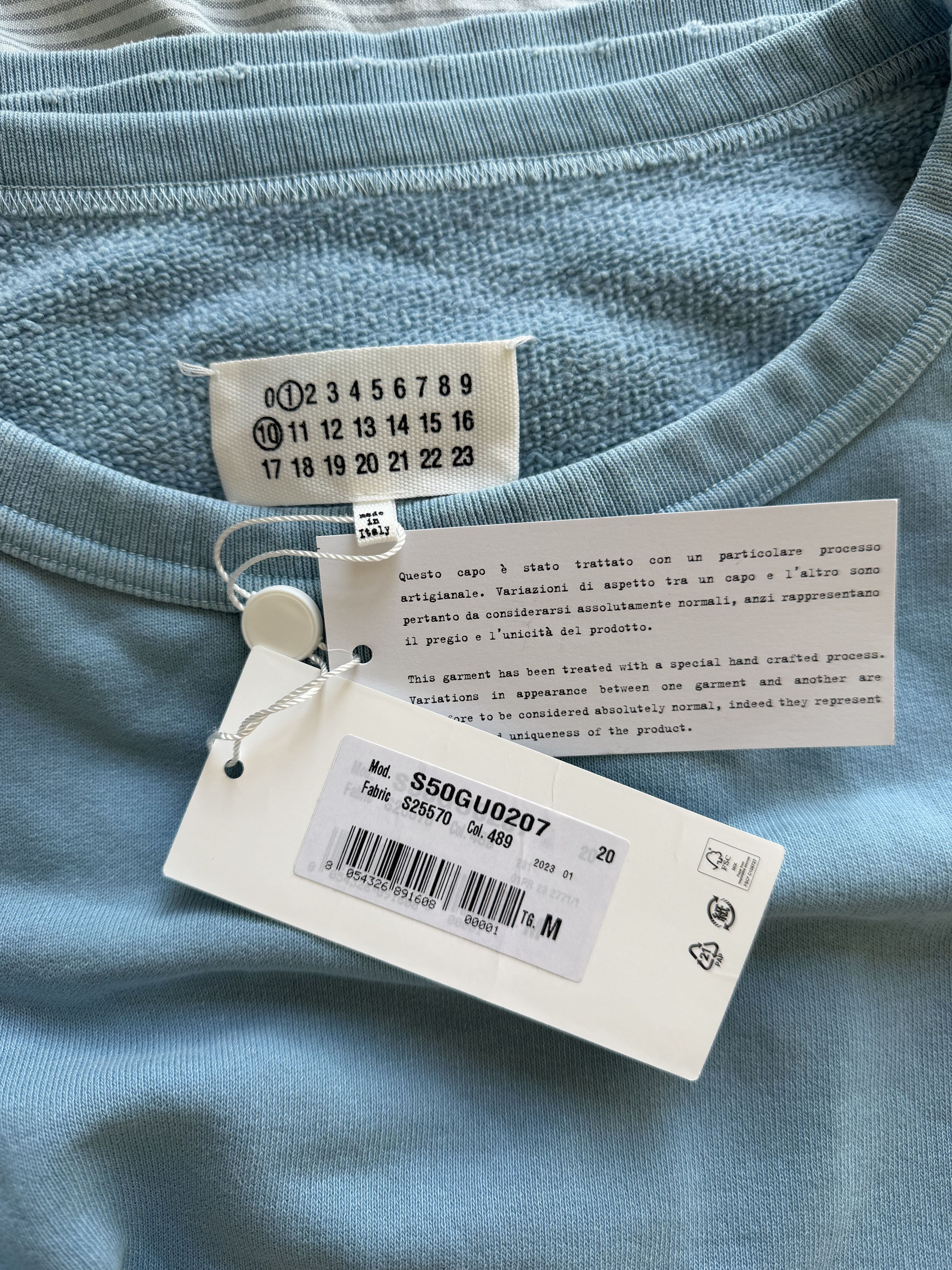 Maison Margiela Maison Margiela French Terry Crewneck Sweatshirt in Blue Size US M / EU 48-50 / 2 - 8 Thumbnail